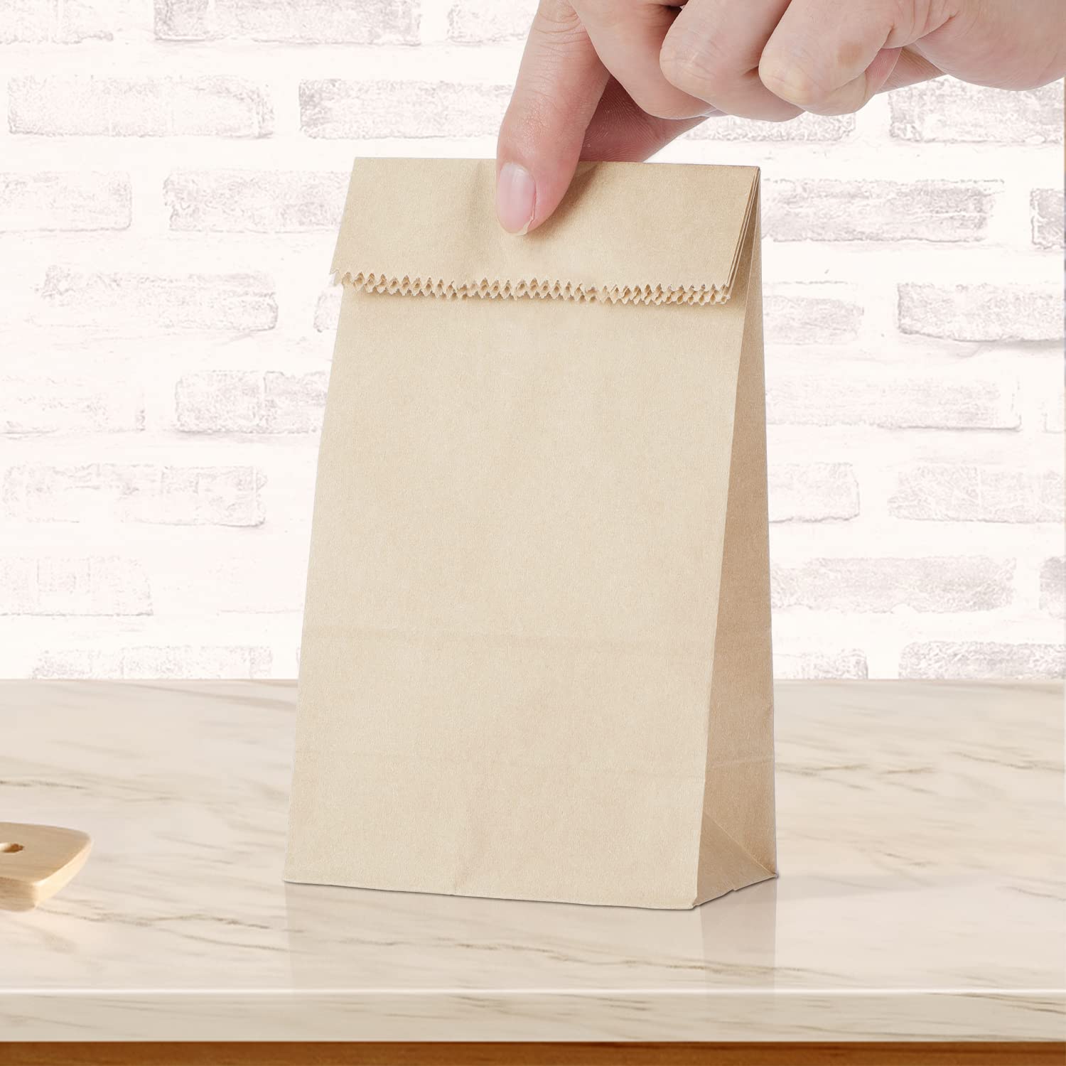 Kslong 100Pcs Mini Brown Kraft Paper Bags 3.5x2.2x6.7 Inch - Eco-Friendly Small Treat Bags for Candy, Cookies, Snacks, Popcorn | Bulk Party Favor, Lunch & Gift Packaging | Perfect for Birthday Parties, Weddings, Baby Showers & Thank You Gifts