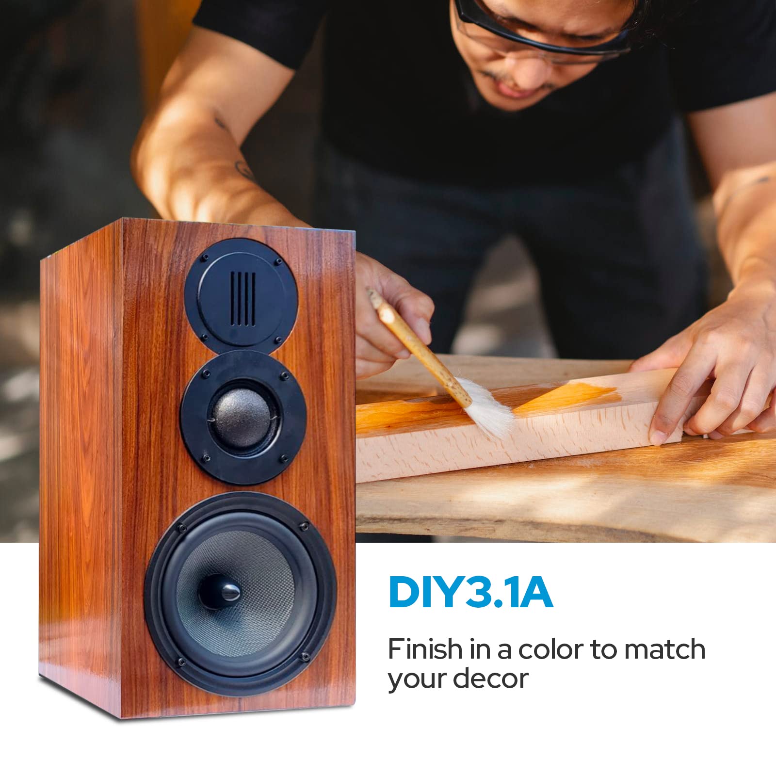 HiVi-Swans DIY 3-Way Passive Bookshelf Speaker Pair Kit - 120W Peak Power for Home Theater, Surround Sound & Stereo Systems - Perfect for Living Rooms, Home Studios & Gaming Setups
