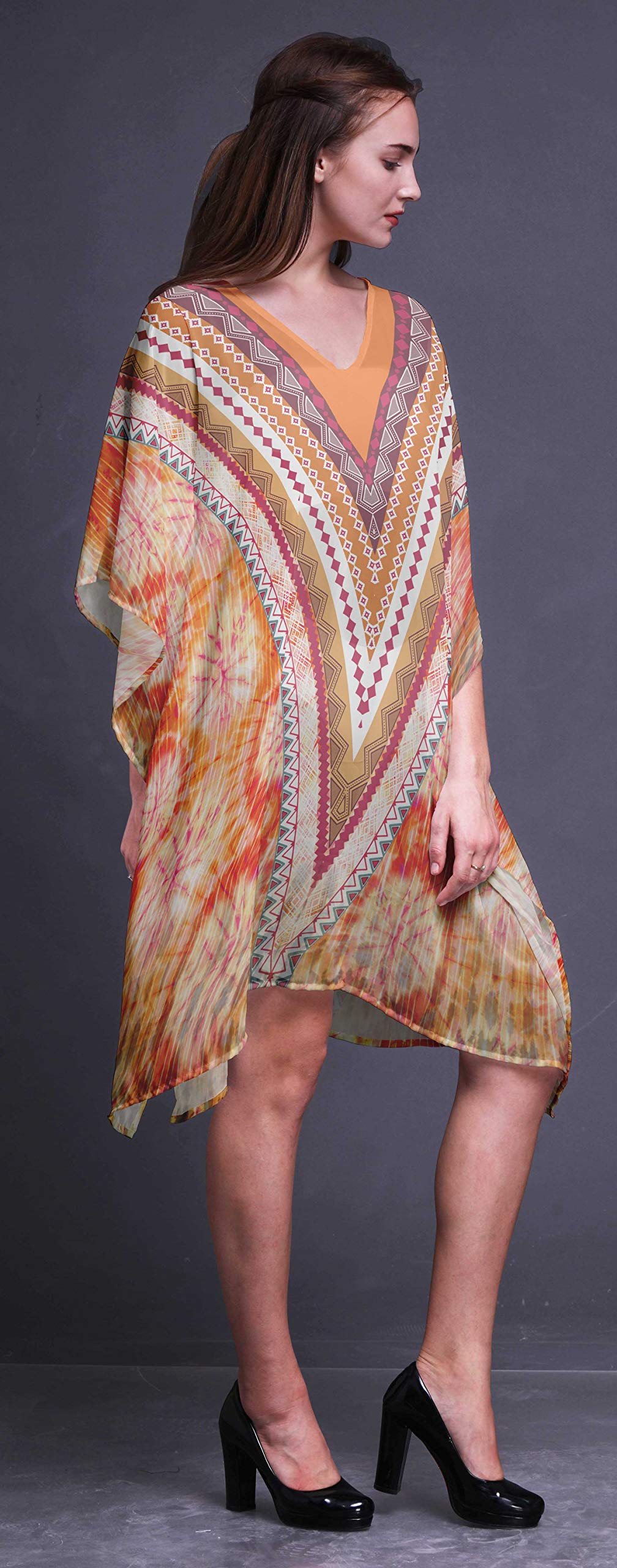 Women's Beach Kaftan Cover Up - Flowy Midi Dress & Bikini Short Caftan for Summer Vacation, Poolside Lounging and Tropical Getaways