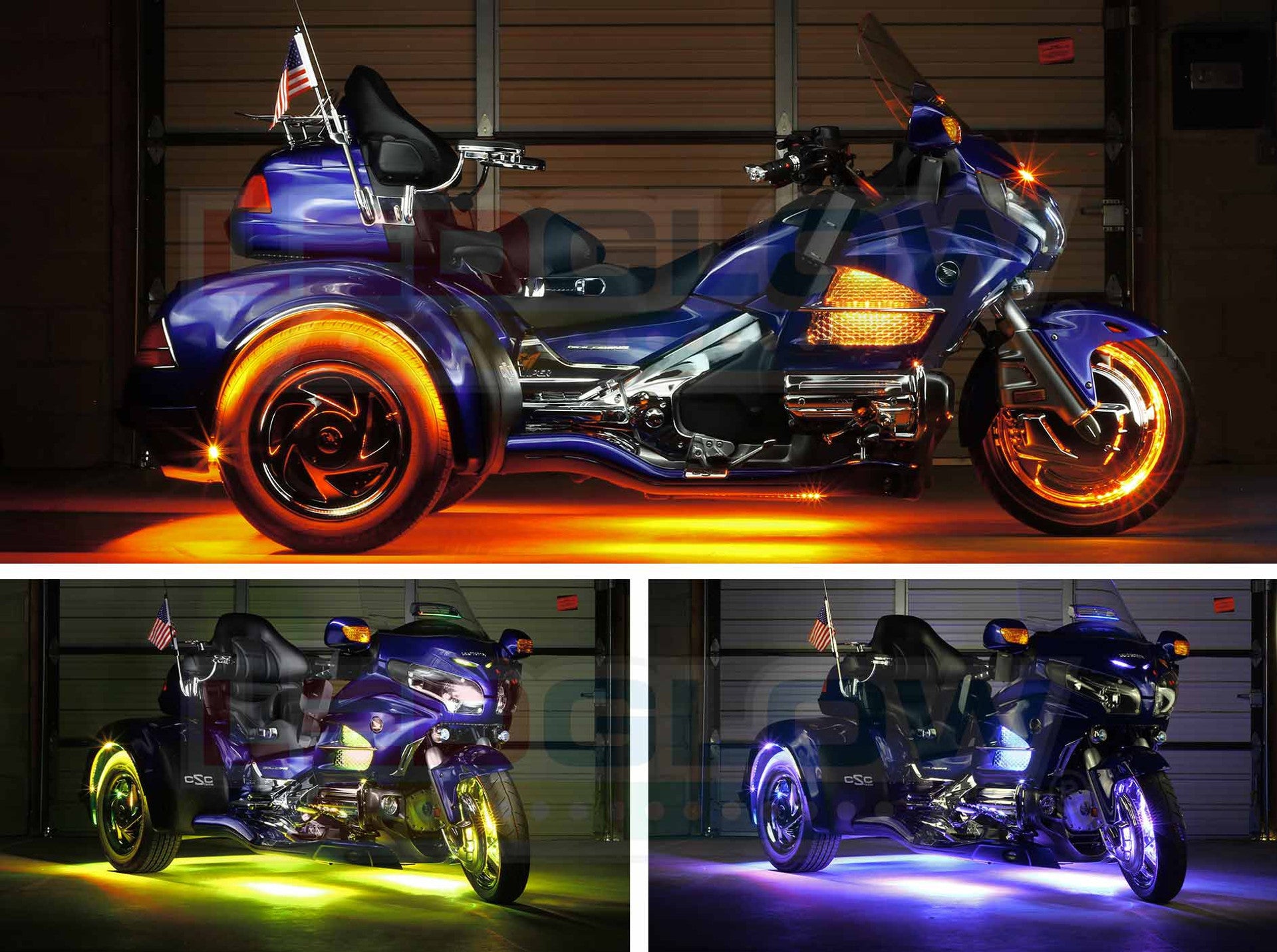 LiteTrike® III Advanced Million Color LED Motorcycle Lighting Kit - Customizable RGB Lights for Harley, Honda, Yamaha - Perfect for Night Riding & Bike Shows
