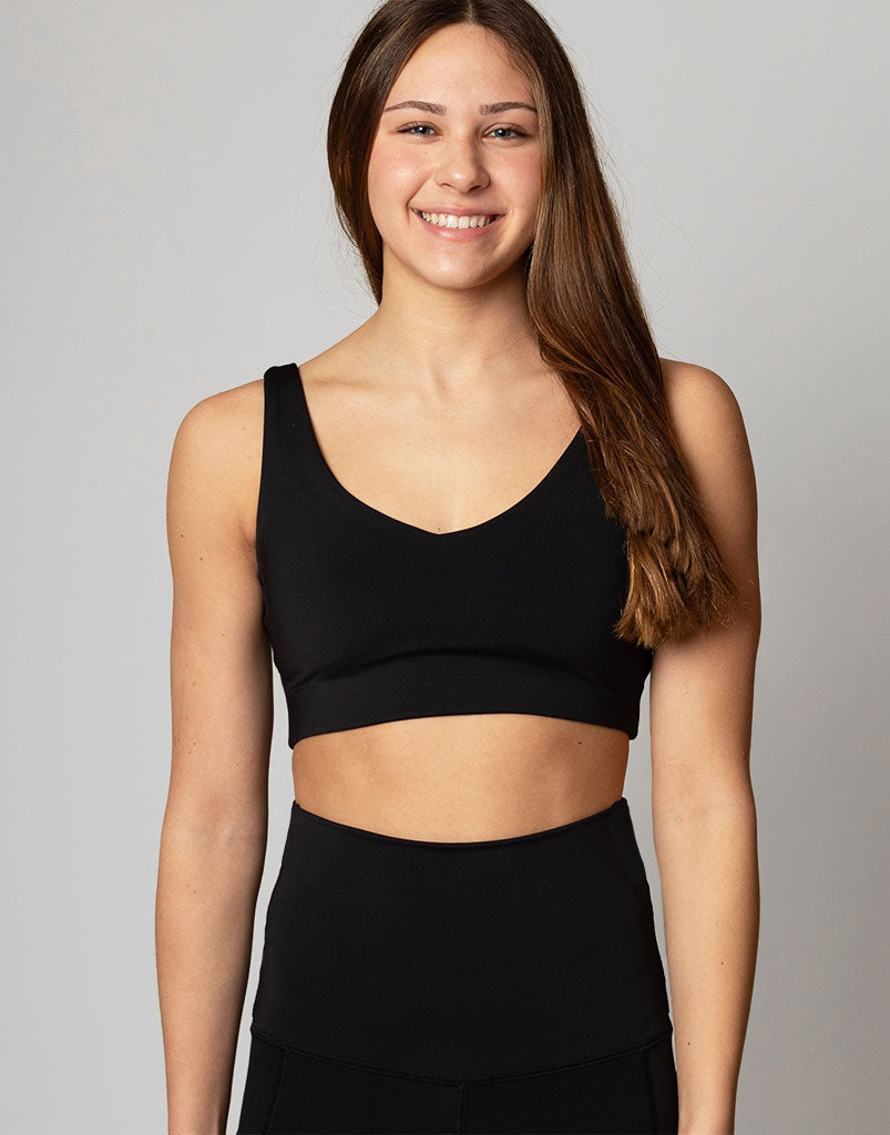 Freestyle V Crop Black Top - Women's Fashion T-Shirt for Casual Wear, Gym, and Street Style