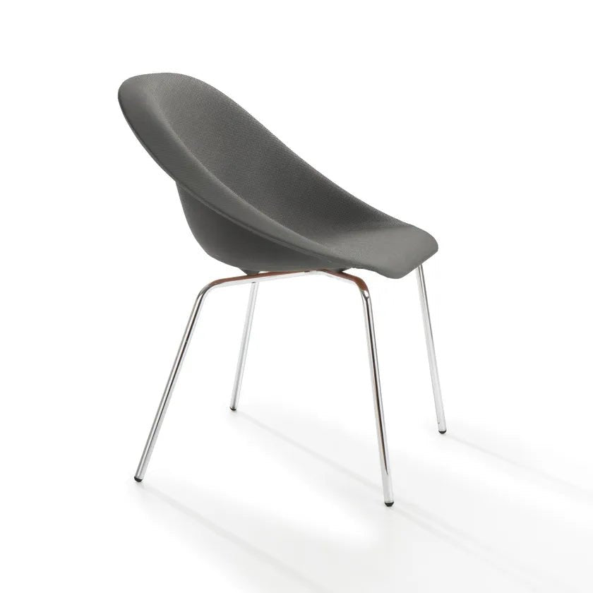 Karim Rashid Hoop Side Chair with Metal Base & Upholstered Seat - Modern Dining Room, Office, or Lounge Furniture for Home & Commercial Spaces