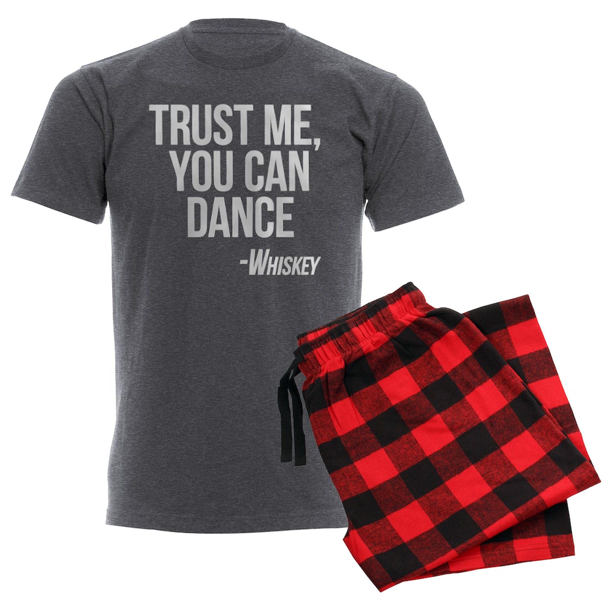 Whiskey You Can Dance Men's Novelty Pajamas - Charcoal Gray Sleepwear for Whiskey Lovers | Perfect for Christmas Gifts, Birthday Presents & Lounge Wear