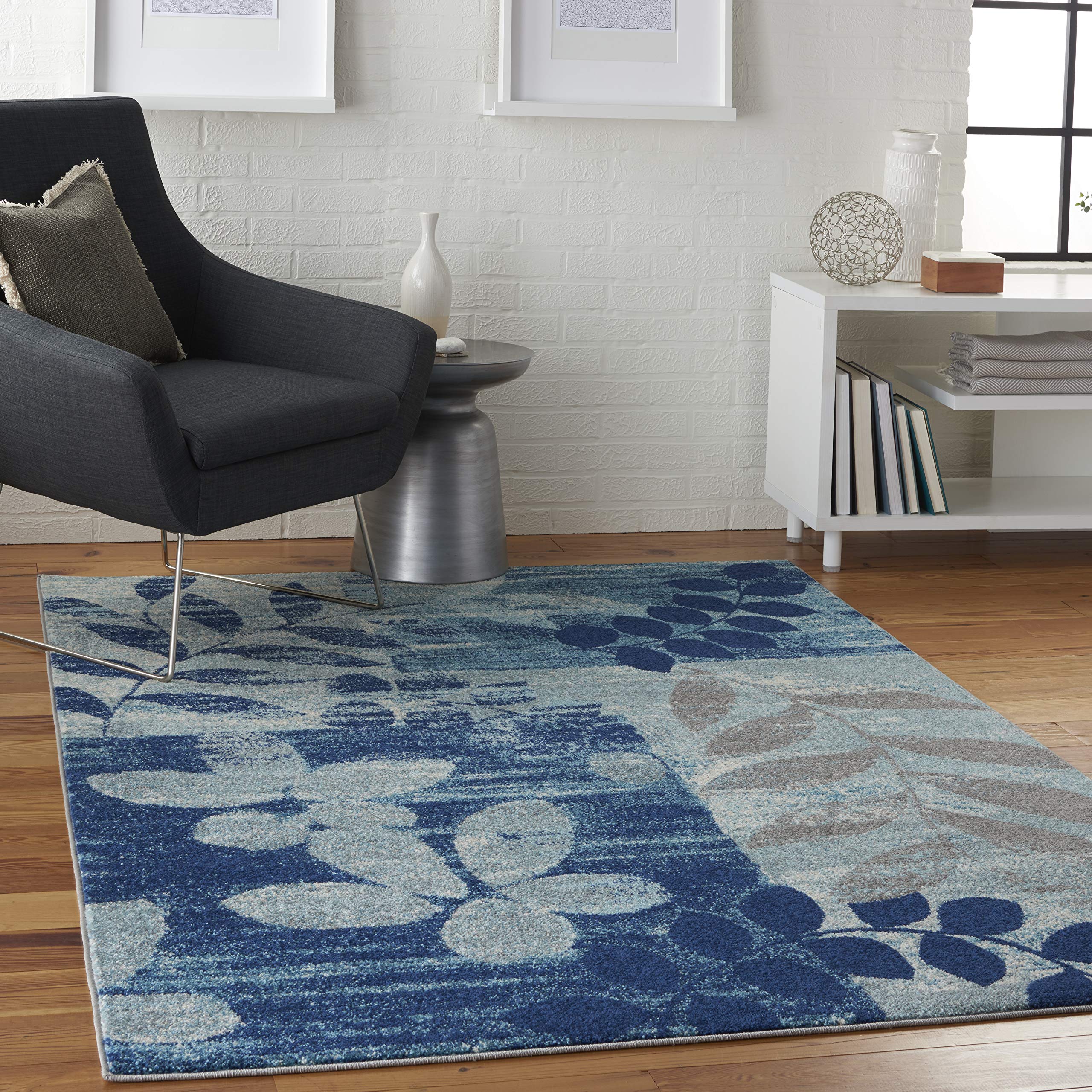 Nourison Tranquil Floral Navy/Light Blue 6' x 9' Area Rug - Non-Shedding, Easy to Clean, Soft & Durable - Perfect for Bedroom, Living Room, Dining Room & Kitchen Decor (6x9)