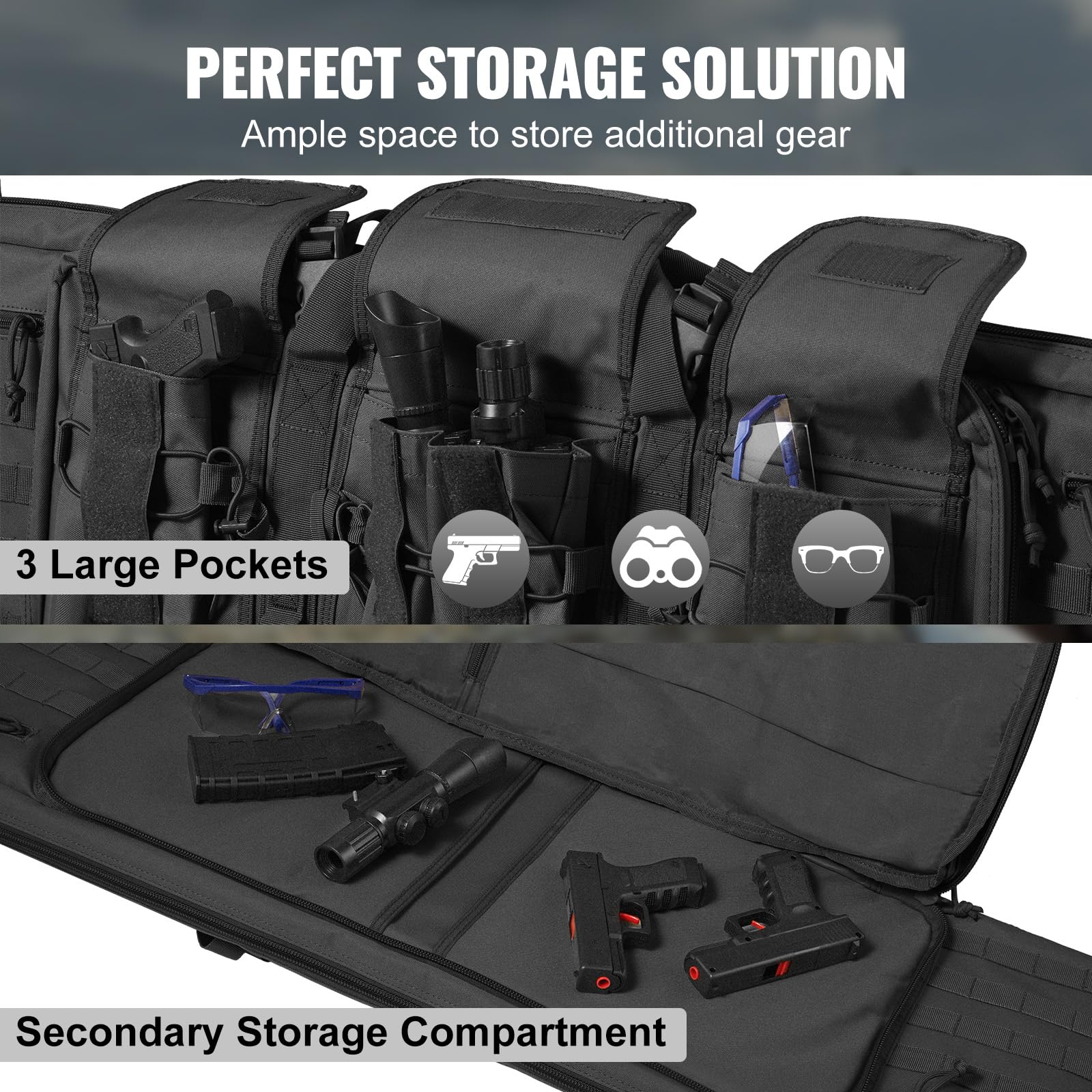 VEVOR Tactical Rifle Gun Case - Waterproof & Durable Shooting Range Bag for Hunting, Airsoft, and Firearm Storage | Perfect for Outdoor Range, Travel, and Secure Weapon Transport