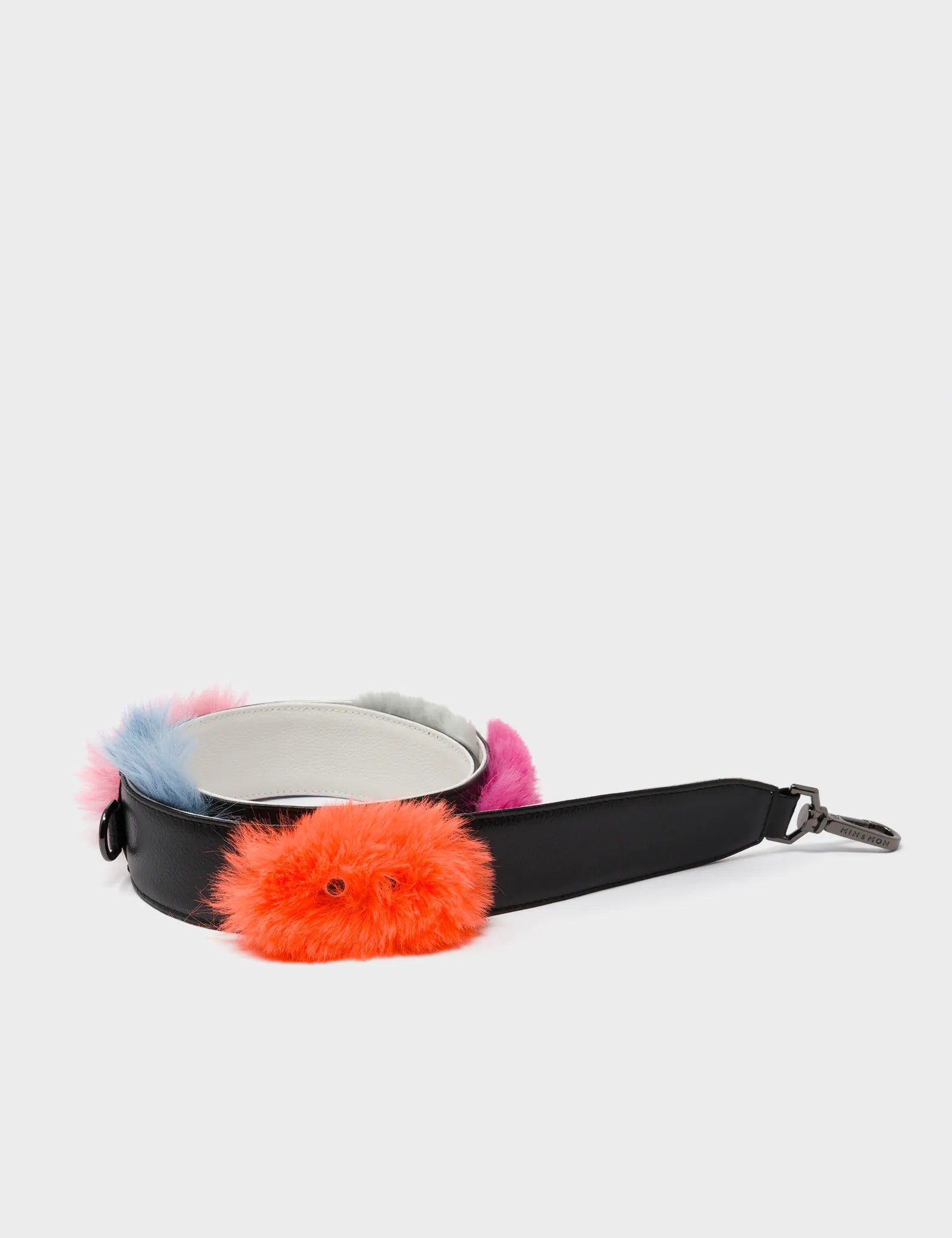 Detachable Black Leather Shoulder Strap with Fuzzy Monsters Appliques - Adjustable Crossbody Bag Strap for Women, Handbags, Totes & Purses - Perfect for Daily Use, Shopping & Travel Accessories
