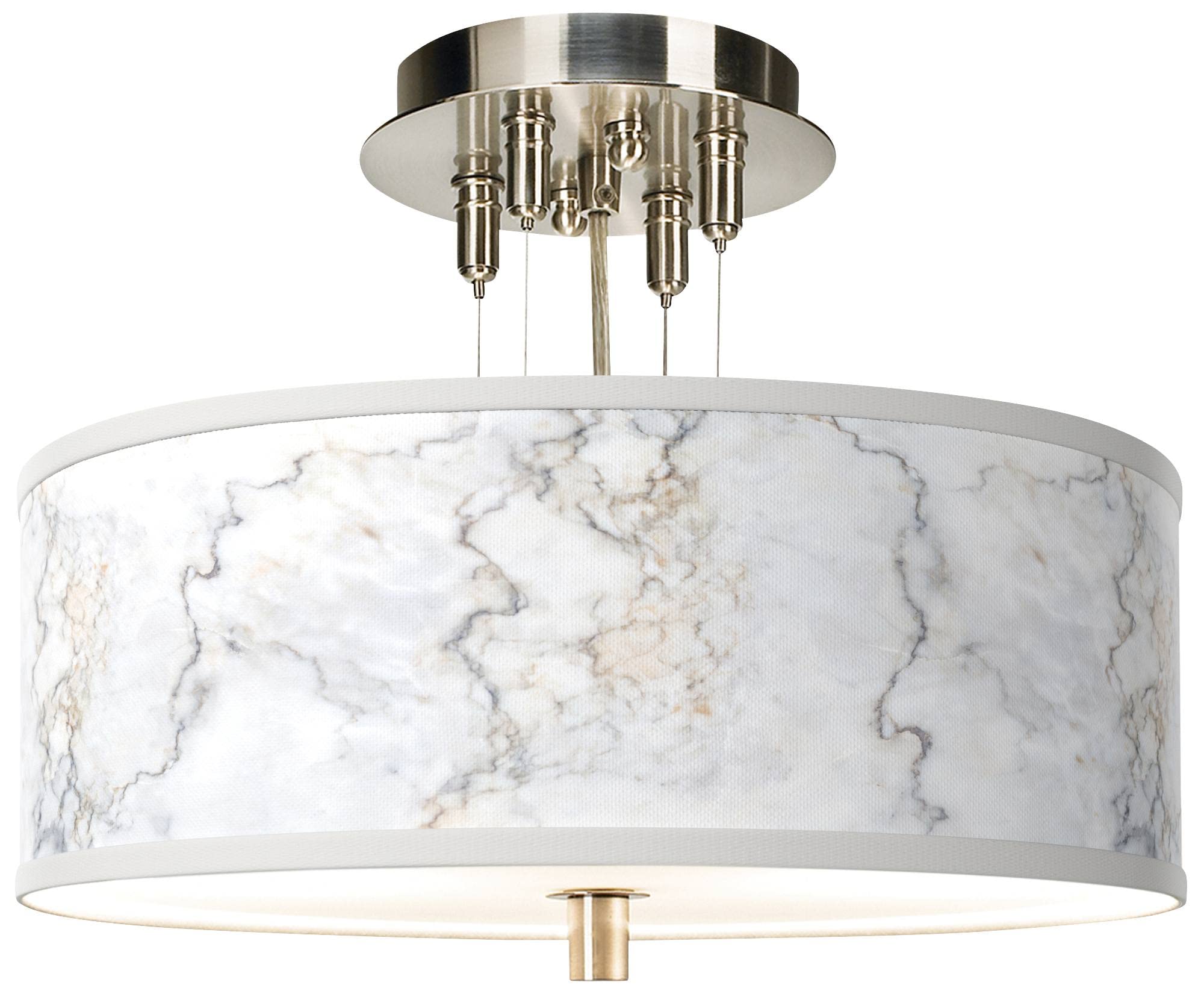 14 Inch Marble Glow Giclee Ceiling Light with Printed Shade - Elegant Modern Lighting for Bedroom, Living Room & Dining Room