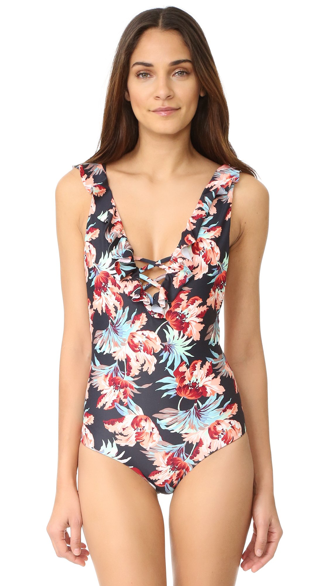 Tori Praver Women's Milos Floral Victoria One Piece Swimsuit - Sexy Floral Print Bathing Suit for Beach, Pool & Vacation | Plus Size Swimwear for Women