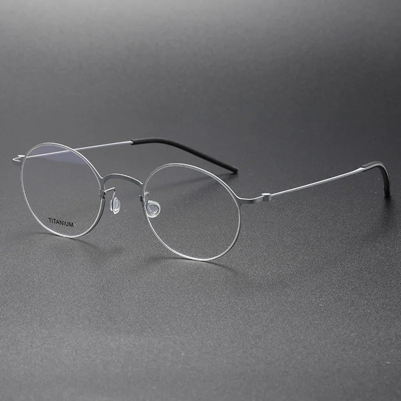 Stylish Black Titanium Full Rim Round Screwless Eyeglasses for Women - Model 65504 | Perfect for Office, Reading & Everyday Wear