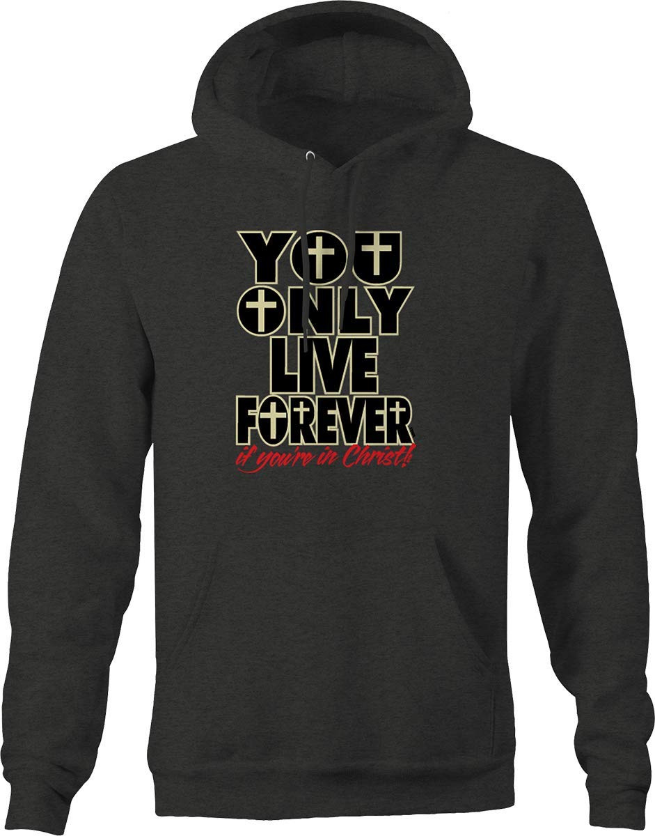 Men's Gray 'You Only Live Forever' Hoodie - Cozy Pullover Sweatshirt for Casual Wear, Street Style & Everyday Comfort