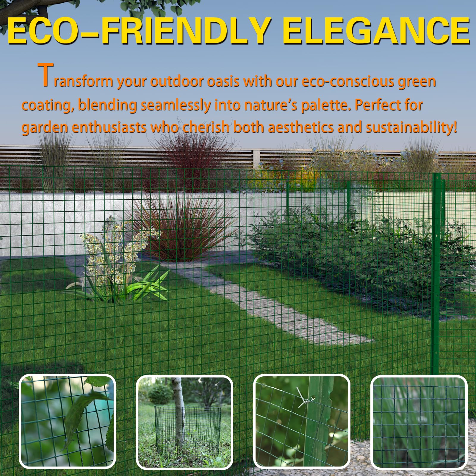 1' x 100ft PVC Coated Green Chicken Wire - 36 Inch Welded Metal Hardware Cloth for Garden Fence, Snake & Raccoon Protection, Poultry Netting | Ideal for Backyard Gardens, Chicken Coops & Animal Enclosures