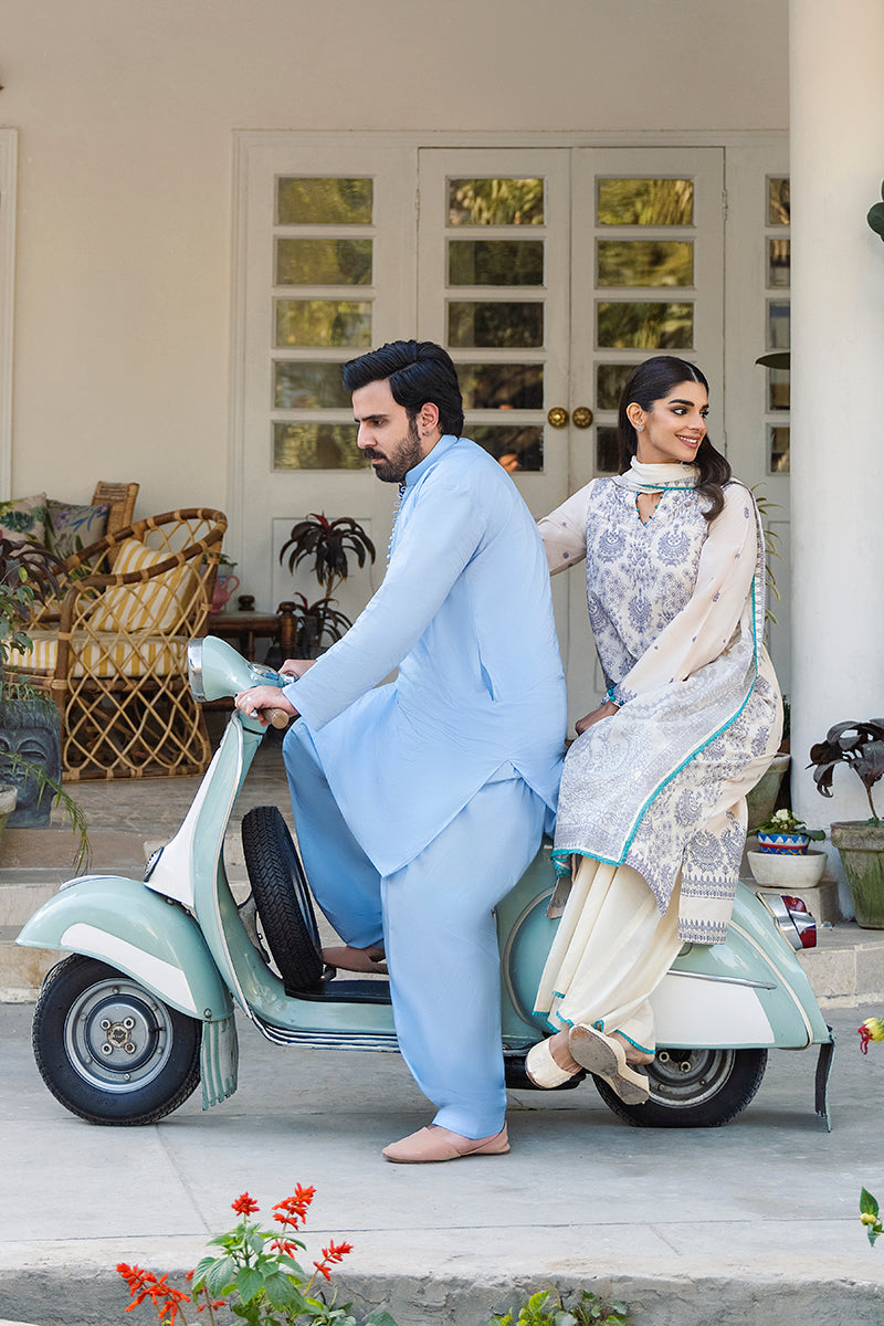 IVORY GLOW 3-Piece Embroidered Lawn Suit for Women | Elegant Summer Outfit for Weddings, Parties & Special Occasions