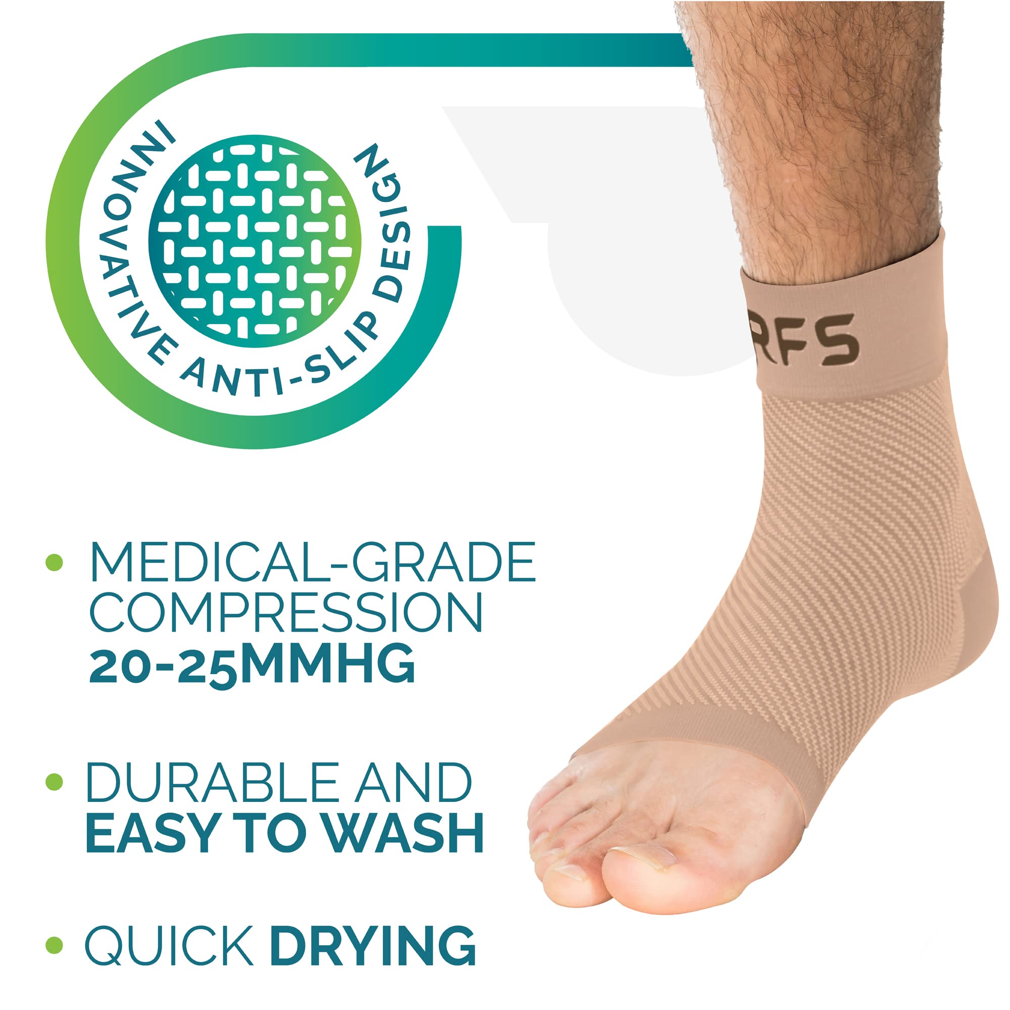 Run Forever Plantar Fasciitis Compression Socks - Foot & Ankle Support Sleeve for Women & Men - Toeless Arch Brace for Pain Relief, Night Splint, Achilles Tendonitis - Ideal for Running, Hiking & Daily Comfort