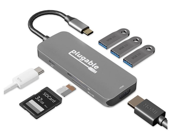 Plugable 7-in-1 Thunderbolt 4 USB-C Hub with 4K HDMI, 100W PD, USB-A, SD Card Reader - Compatible with MacBook Pro/Air, Dell XPS, iPad Pro (Perfect for Home Office, Video Conferencing & Multi-Monitor Setup)