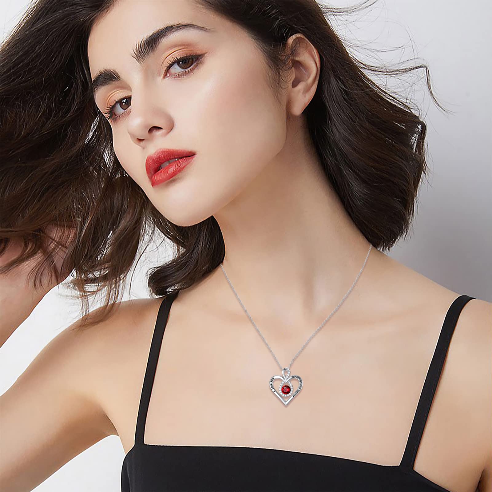 925 Sterling Silver Infinity Heart Birthstone Necklace for Women - Personalized I Love You Always Pendant, Anniversary & Birthday Gift for Her, Girlfriend, Wife | Perfect for Romantic Occasions & Special Moments