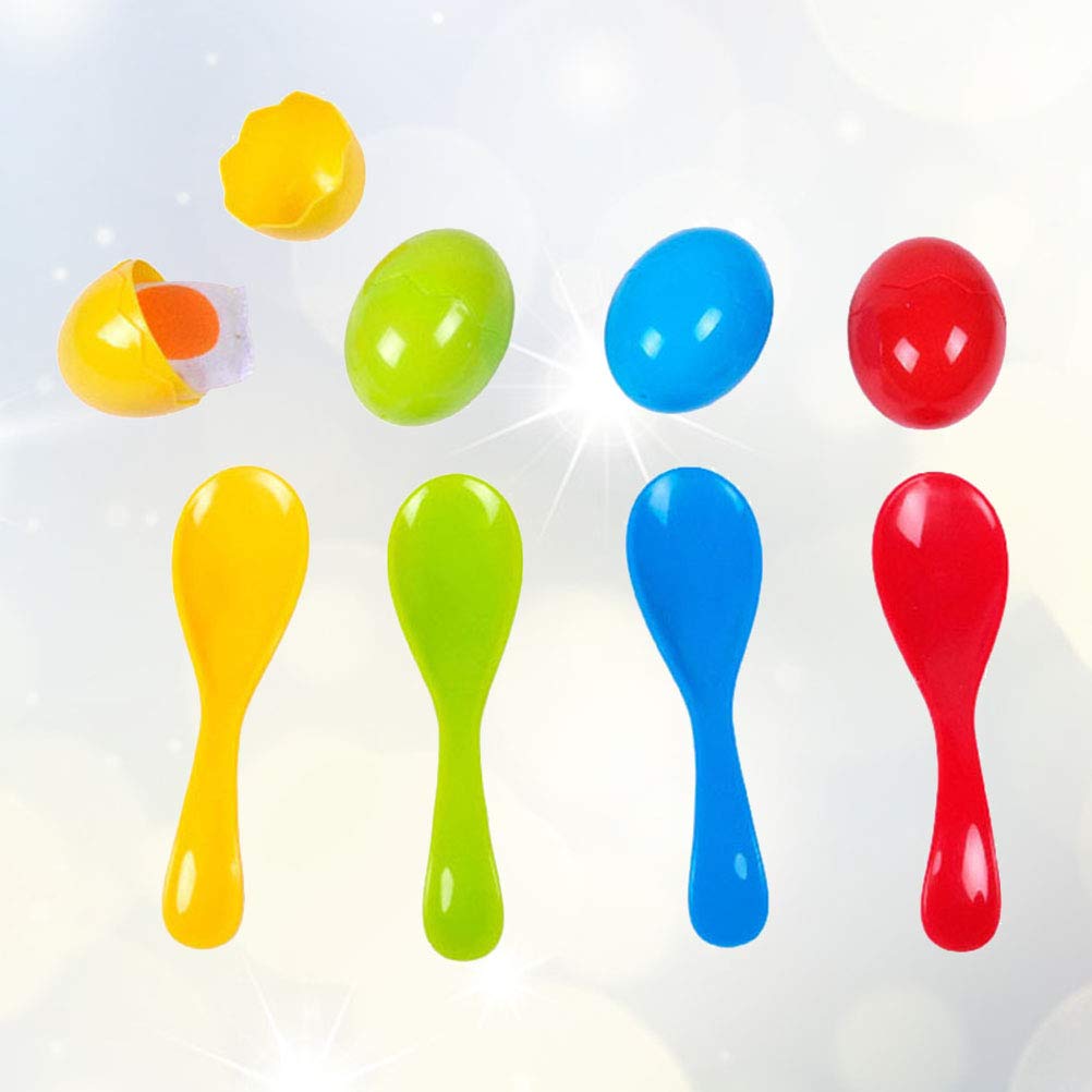 NUOBESTY 8-Piece Kids Balance Toy Set - Educational Stacking Eggs, Spoon & Shell Toys for Indoor/Outdoor Play - Easter Egg Balance Game for Toddlers & Preschoolers - Perfect for Birthday Gifts, Classroom Activities & Motor Skill Development