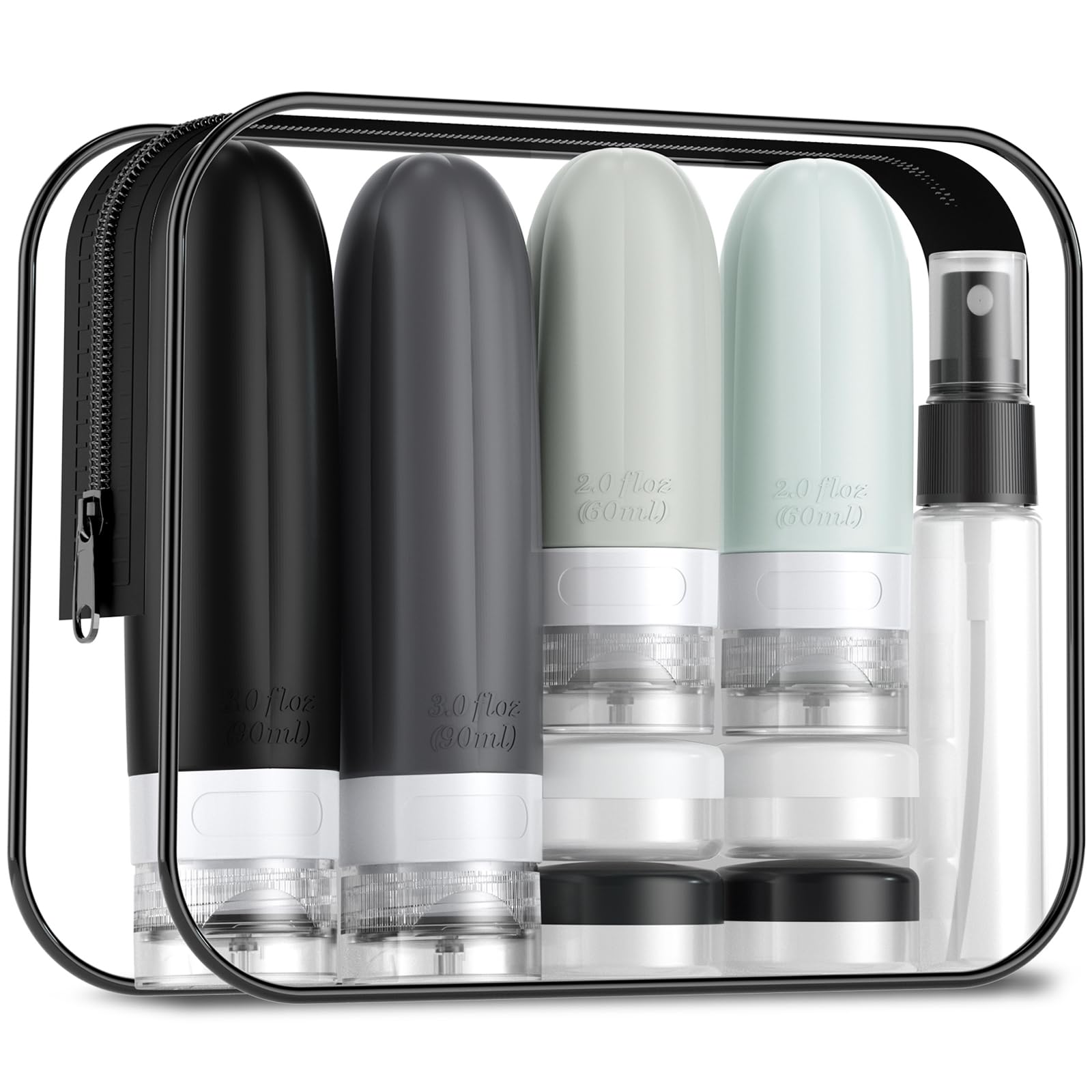 Gemice 16 Pack TSA Approved Leakproof Travel Bottles Set - Refillable Silicone Toiletry Containers with Travel Bag for Shampoo, Conditioner & Cosmetics | Perfect for Air Travel, Vacation & Gym Essentials