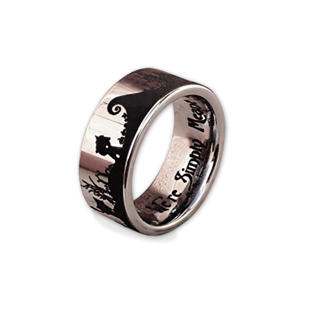 Jack and Sally Nightmare Before Christmas Wedding Ring Set - Gothic Engagement & Wedding Bands for Couples - Simply Meant to Be Matching Rings - Perfect for Halloween, Cosplay, and Gothic Weddings