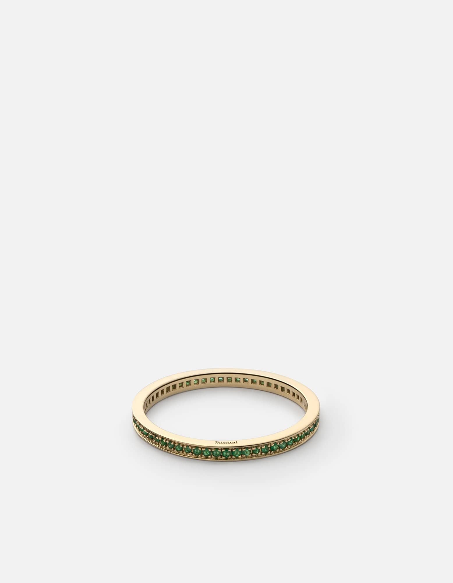 14K Gold Emerald Eclipse Band Ring for Women - Elegant Stackable Ring for Everyday Wear, Anniversary & Wedding Gifts