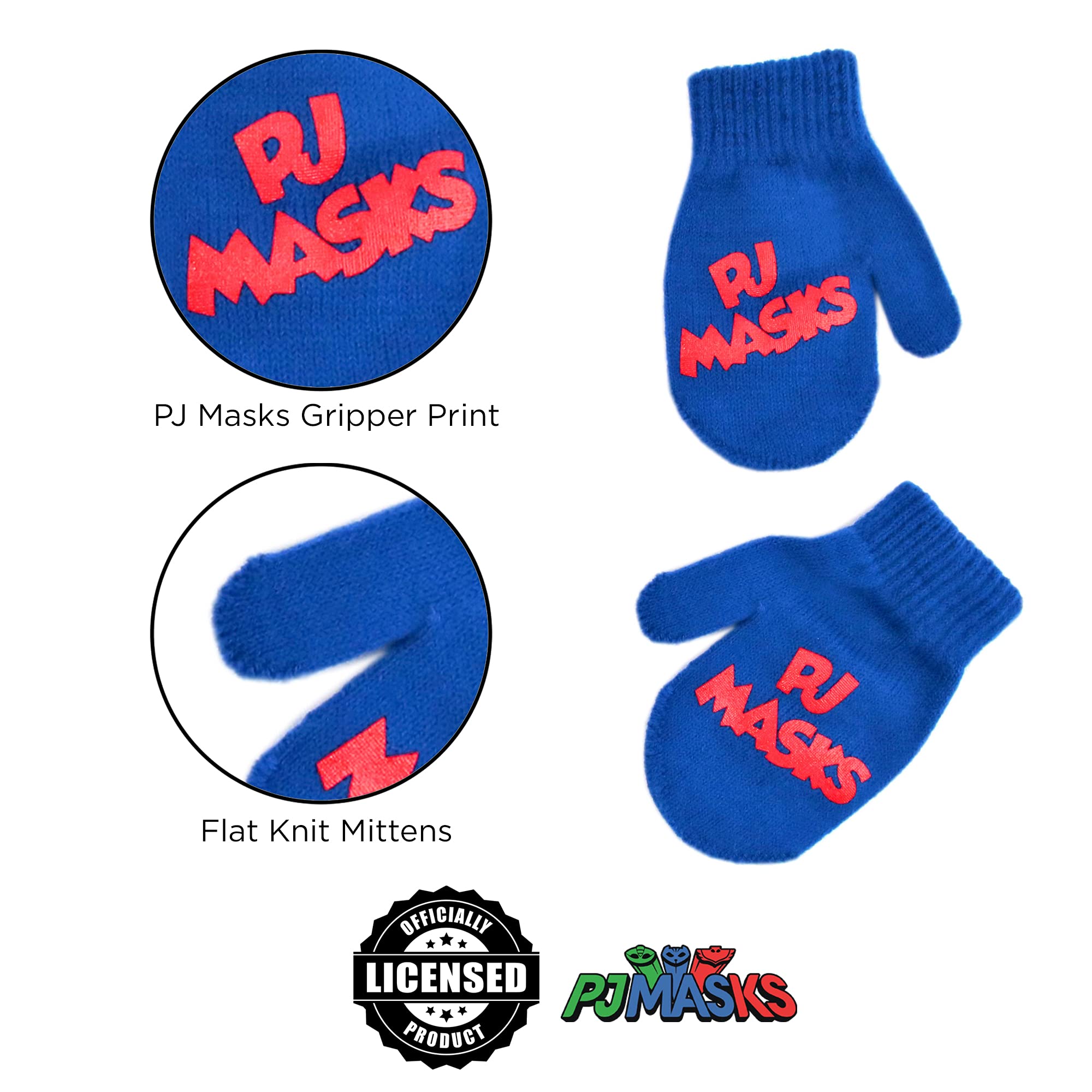 PJ Masks Boys' Winter Hat and Mittens Set - Soft Toddler Beanie & Gloves for Kids - Perfect for Snow Play, Outdoor Adventures & Cold Weather Protection