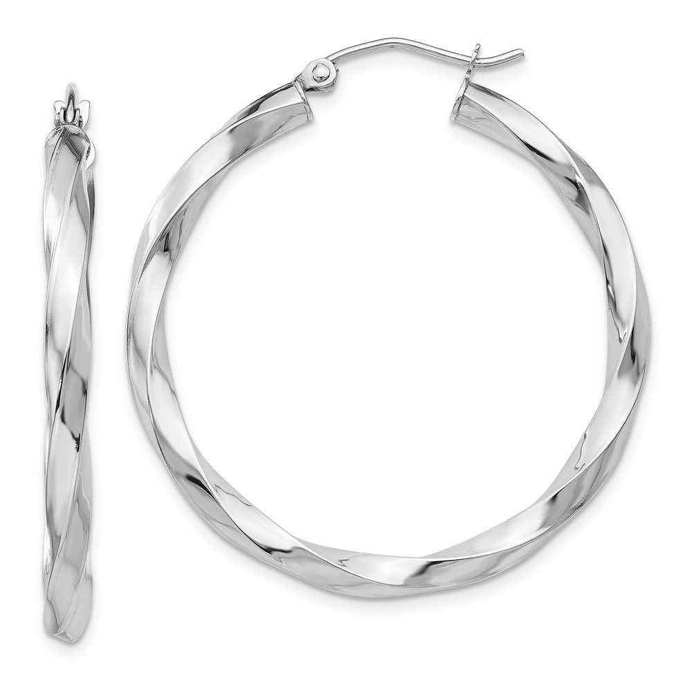 14k White Gold 3mm Twisted Hoop Earrings for Women - Elegant Everyday Jewelry | Perfect for Work, Date Night & Special Occasions