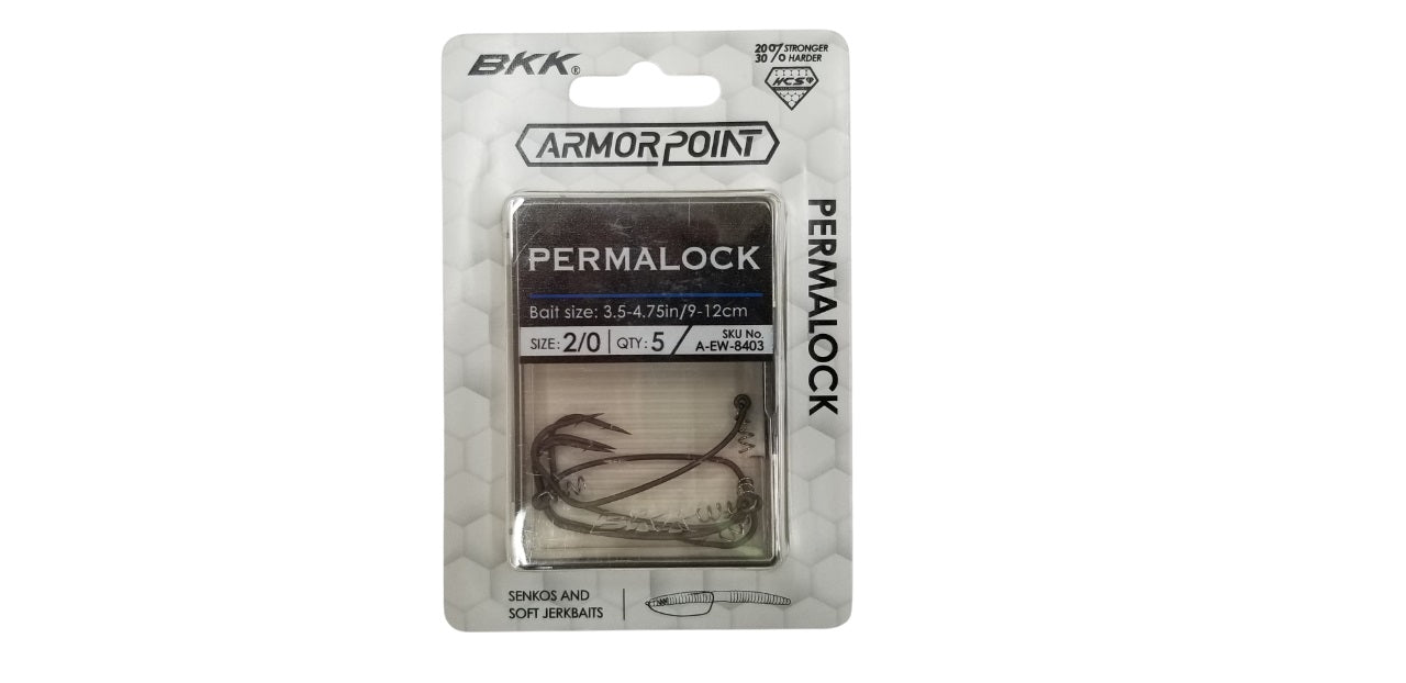Armor Point Permalock Hook 2/0 (5 Pack) - Heavy Duty Fishing Hooks for Saltwater & Freshwater - Perfect for Bass, Trout, and Catfish Fishing