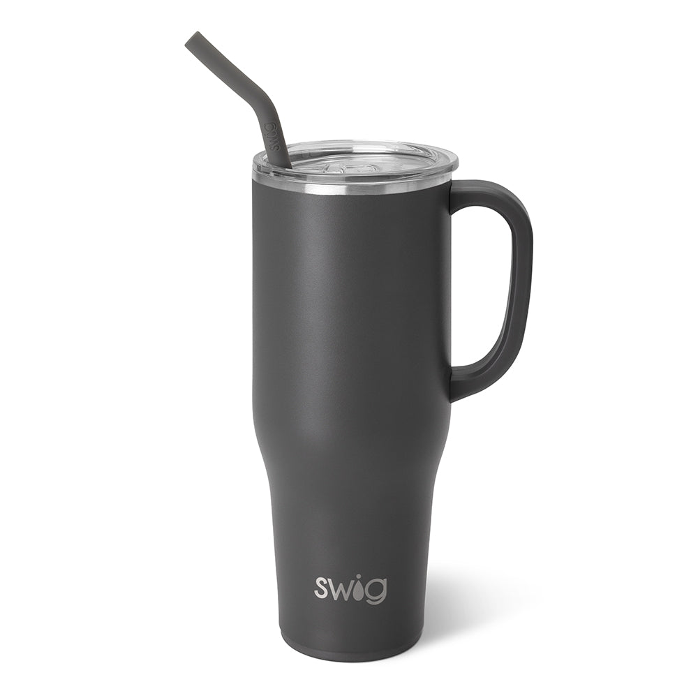 40oz Grey Mega Mug - Large Insulated Coffee Cup with Lid & Handle - Perfect for Hot & Cold Drinks at Home, Office, or Travel