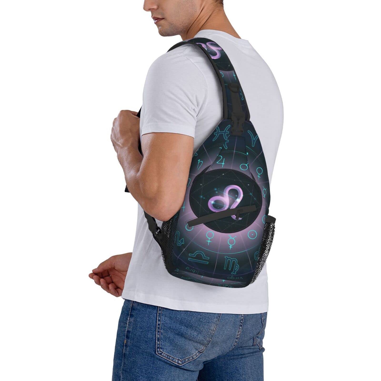 Leo Chest Bag Shoulder Bag - Zodiac Constellation Sling Backpack for Men & Women | Casual Travel, Hiking, Festival & Everyday Crossbody Bag