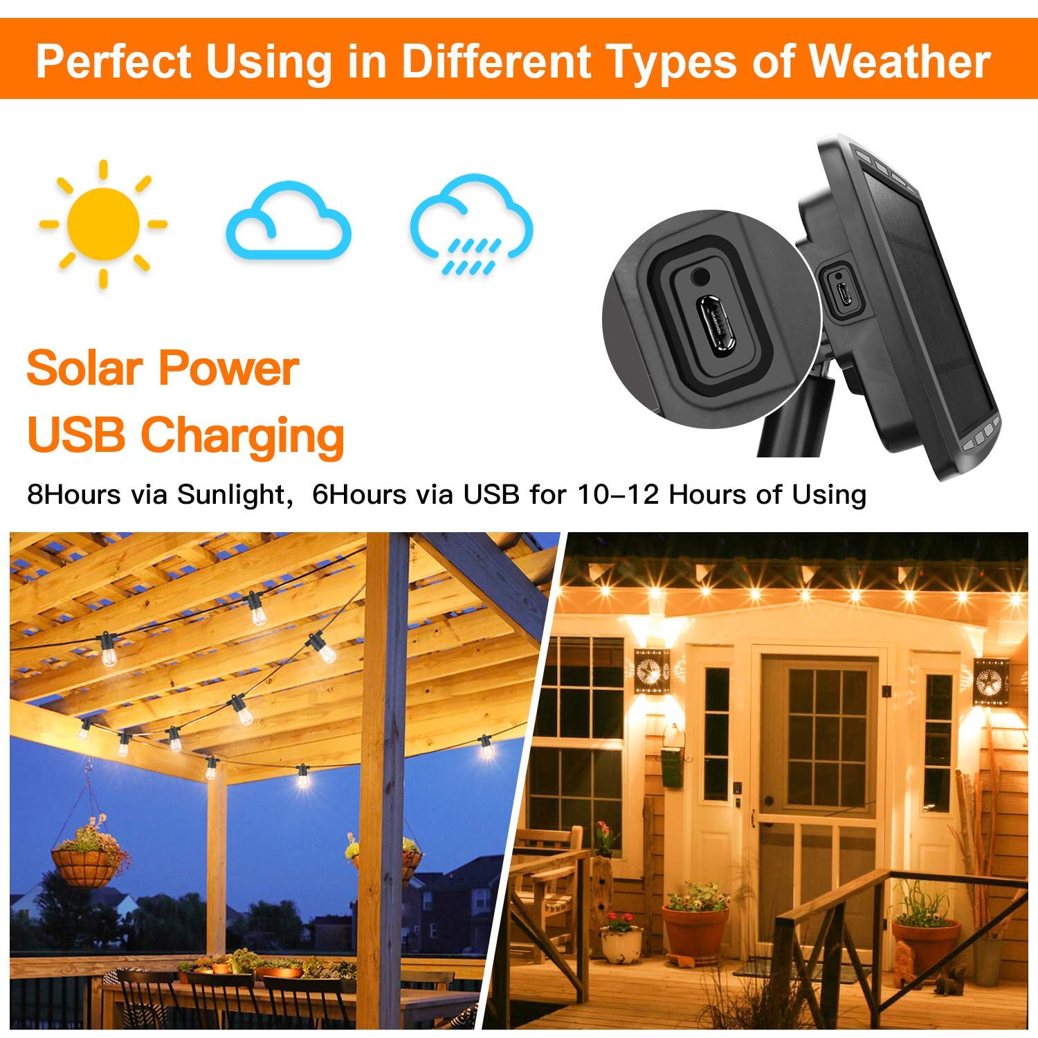 48FT Solar Outdoor LED String Lights - 15 LED Waterproof Fairy Lights for Patio, Porch, Deck, Garden & Party Decor | Weatherproof & Energy Saving