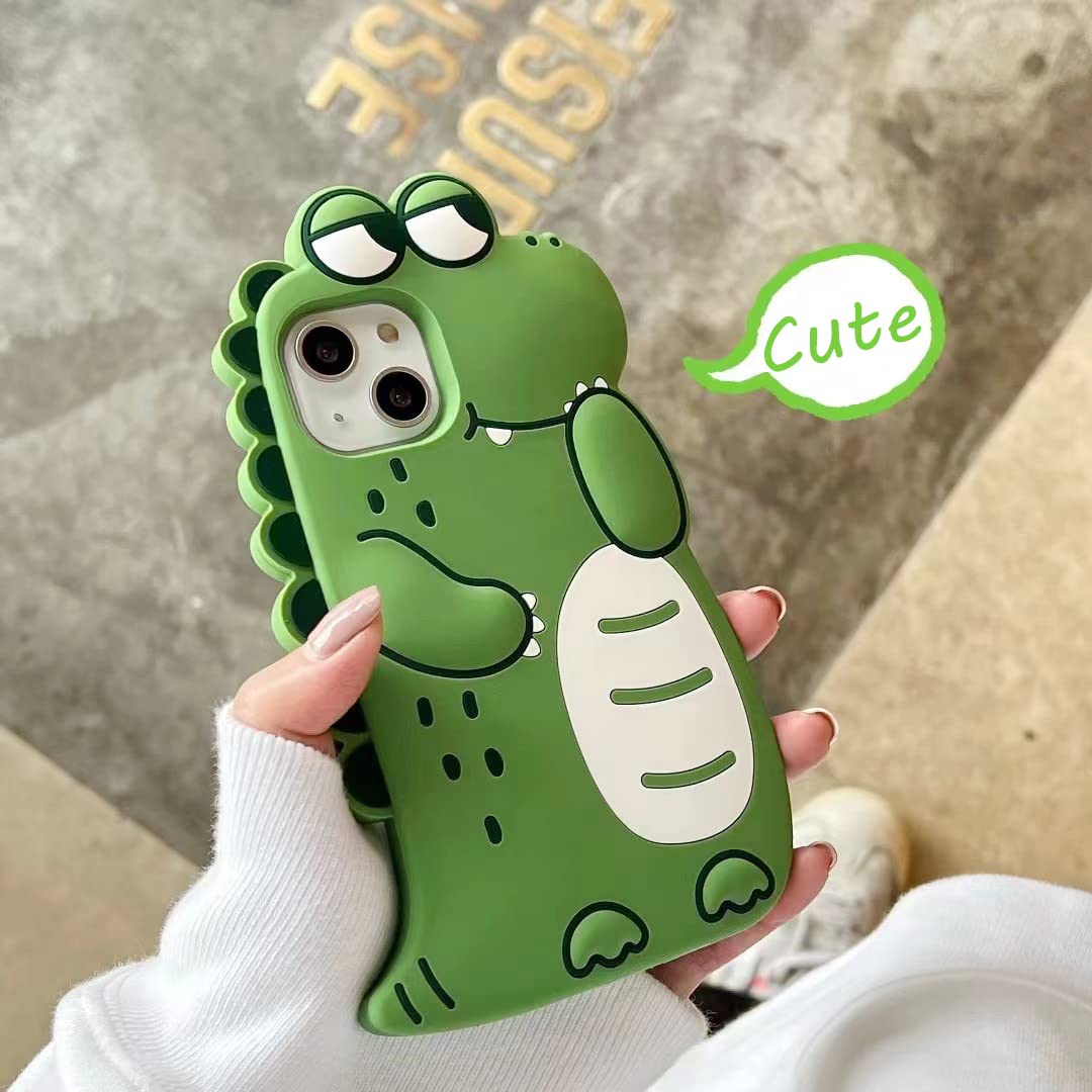 Cute 3D Cartoon Crocodile Soft Silicone Shockproof Protective Phone Case for iPhone 12 Pro Max - Kawaii Green Cover for Women & Girls | Perfect for Everyday Use, School, Work and Travel