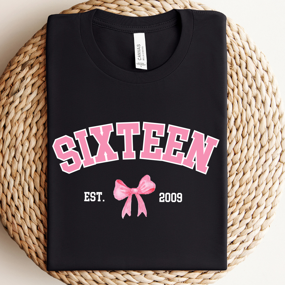 Personalized Coquette Age & Year T-Shirt - Custom Birthday, Anniversary & Special Occasion Gift for Women & Girls