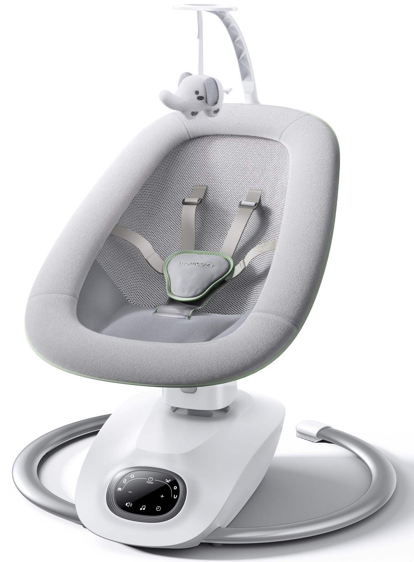 Momcozy CocoSway 3D Motion Electric Baby Swing for Infants & Toddlers - 6 Swing Motions, 4 Speed Settings, Remote Control & 8 Lullabies - Safe Infant Swing for Boys & Girls up to 20 lbs - Perfect for Nursery, Living Room & Soothing Fussy Babies
