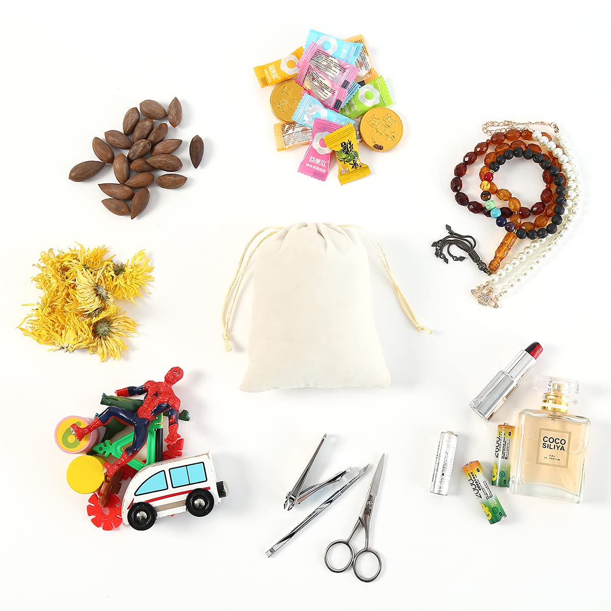 50Pcs Velvet Jewelry Bags with Drawstring - Black Velvet Pouches for Wedding Favors, Party Gifts, Christmas Candy Bags (2.8x3.6 Inches) - Perfect for Jewelry Storage, Gift Wrapping & Special Occasions