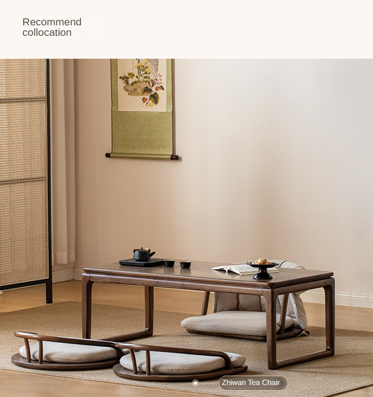 Premium Oak & Black Walnut Solid Wood Tatami Tea Table - Japanese Style Low Coffee Table for Living Room, Zen Meditation, and Tea Ceremony