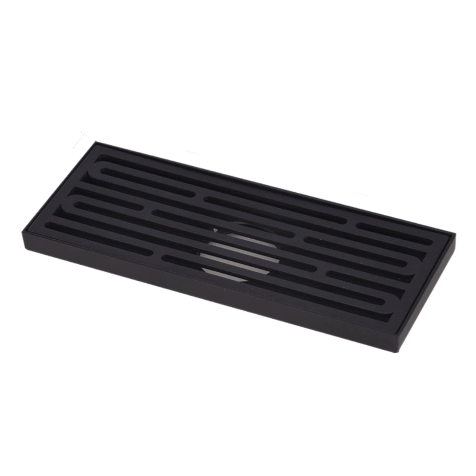 Stainless Steel Square Shower Drain Floor Waste Drain - 8 x 20cm Black Bathroom Accessory for Shower Sink & Bathtub Drainage - Perfect for Modern Bathrooms & Wet Rooms