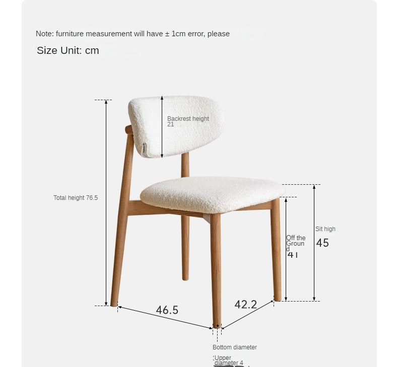 Solid Oak & Ash Wood Dining Chair with Lamb Velvet Cloud Cotton Upholstery - Comfortable Modern Farmhouse Style Seating for Kitchen, Dining Room & Breakfast Nook