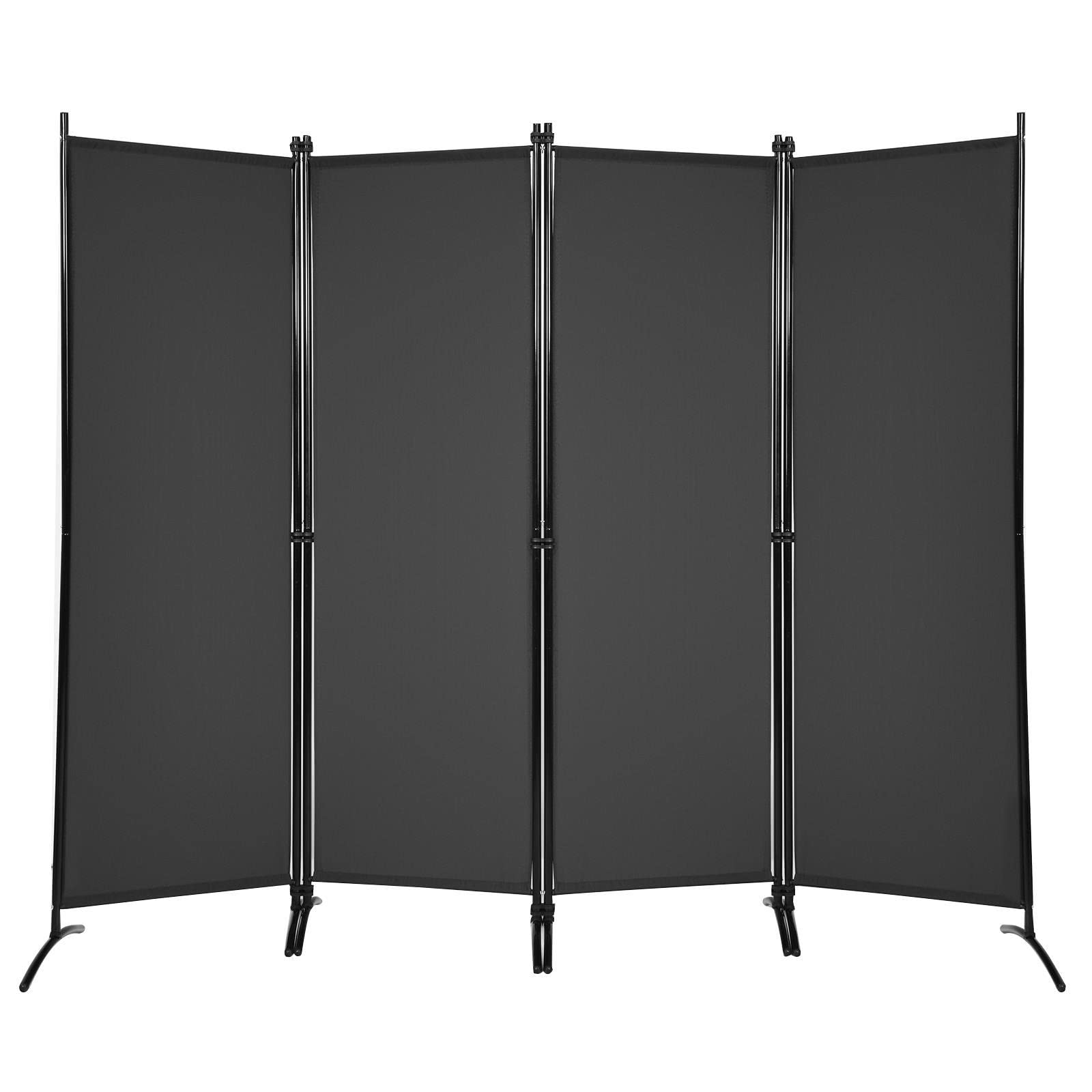 5.6ft Black Steel Frame 4-Panel Room Divider - Portable Folding Partition Screen for Home, Office, Dorm & Event Space - Mikalo Privacy Wall Divider with Sturdy Metal Frame