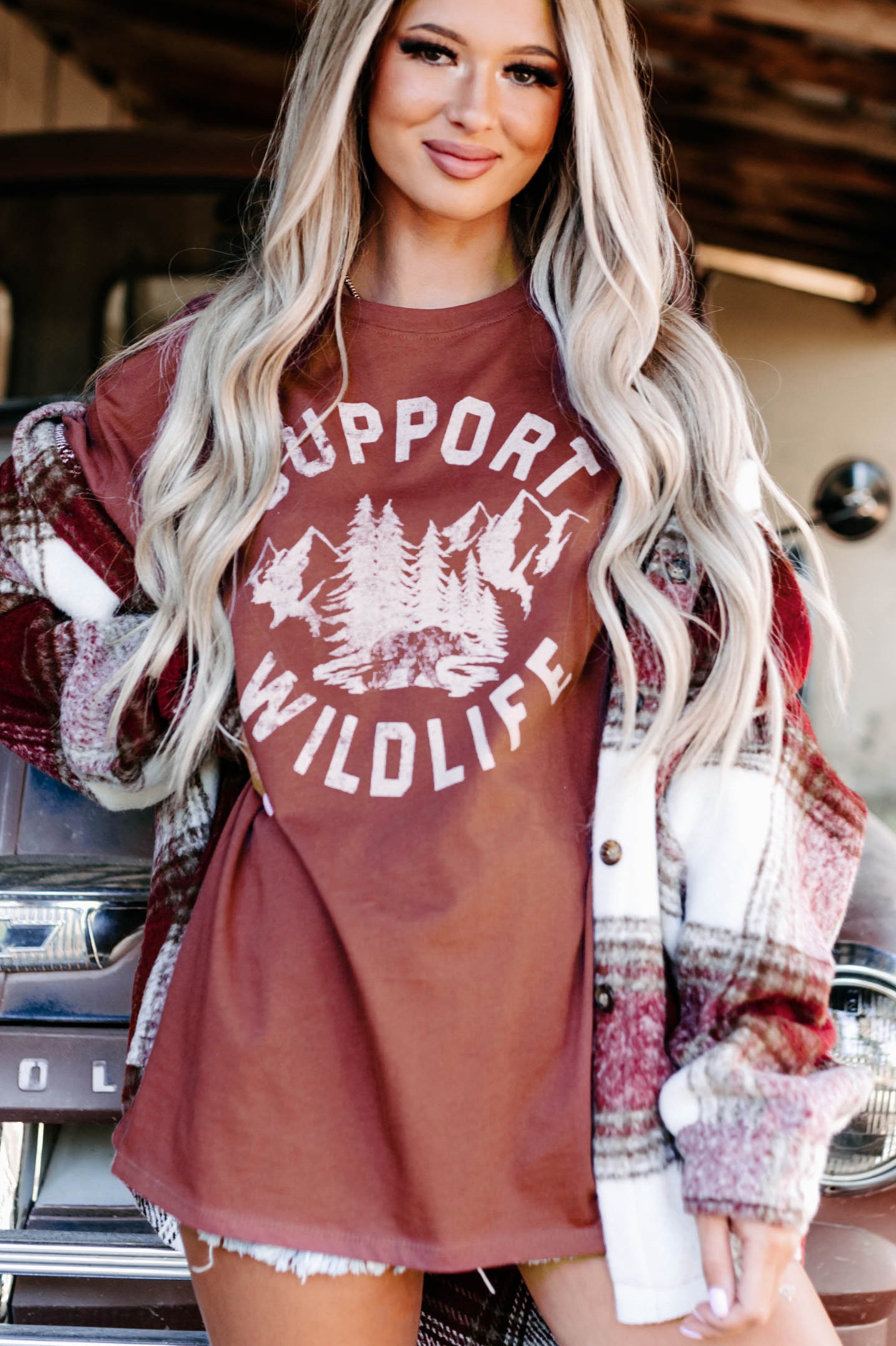 Wildlife Conservation Graphic Tee - Red Brown Eco-Friendly Cotton T-Shirt for Animal Lovers - Perfect for Casual Wear, Outdoor Adventures & Fundraising Events
