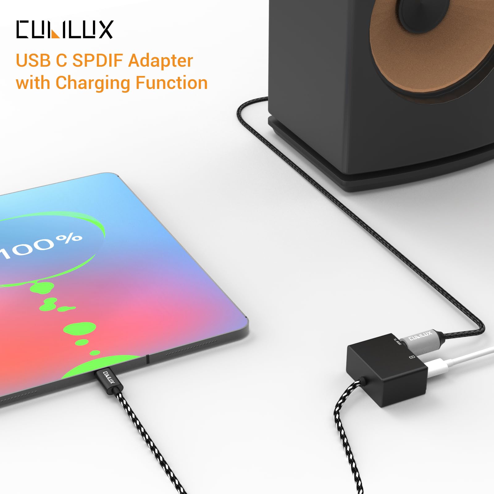 Cubilux USB C to SPDIF Adapter with PD Charging | USB Type C to Toslink Optical Audio Converter | 192KHz/24bit High-Resolution Audio | Thunderbolt 4/3 Compatible | Works with Chromecast Gen 3, iPad 10, iPad Pro | Perfect for Home Theater, Gaming & Music Streaming