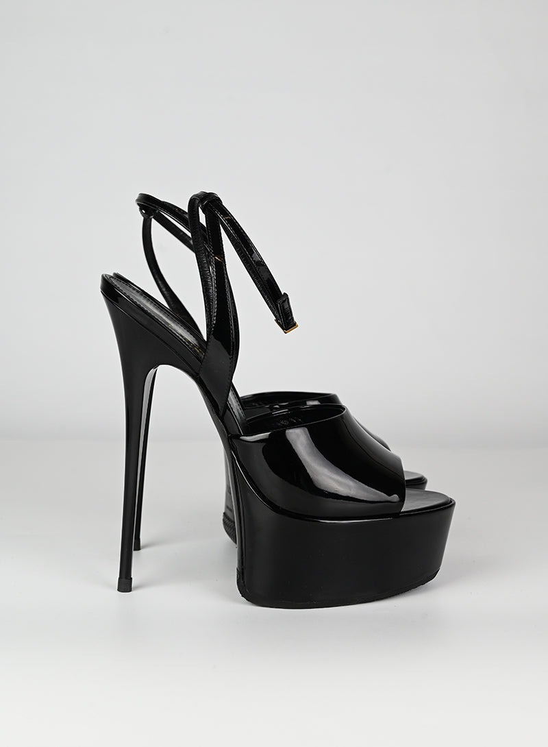Saint Laurent Black Platform Sandals Size 37.5 - Luxury High Heel Sandals for Women, Perfect for Parties & Evening Events