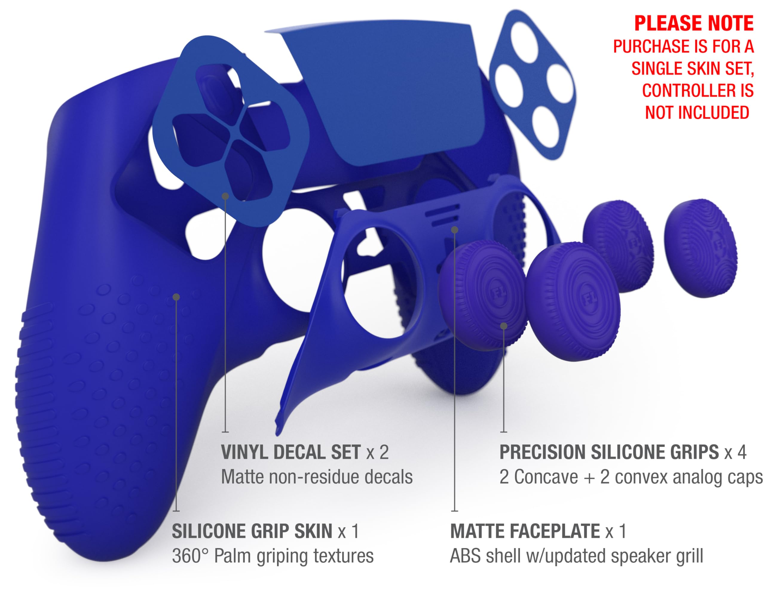 Foamy Lizard Eclipse PS5 Edge Controller Skin Combo Set - Dock-Compatible, Protective Stickers, Non-Slip Soft Gel Silicone Cover, Faceplate & Thumb Grips for PlayStation 5 DualSense Edge - Perfect for Gaming, Travel & Long Play Sessions