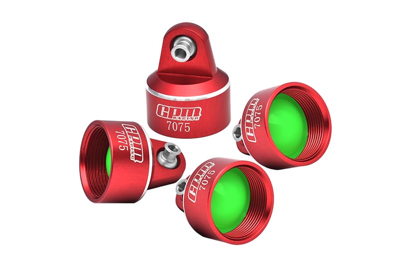7075 Aluminum Alloy Shock Caps for GPM & Traxxas 1/8 6S Maxx, Slash 1/10 Maxx & WideMaxx Shock Absorbers - Red | Heavy-Duty Upgrade Parts for RC Off-Road Bashing & Racing