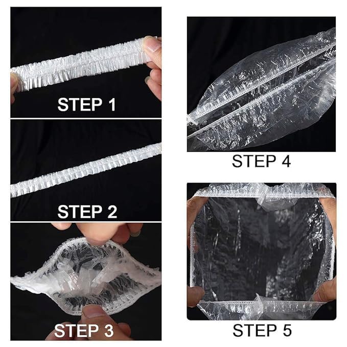 Trexee Waterproof Shower Cap - Pack of 100, Free Size Bathing Caps for Women & Men - Ideal for Spa, Home, Hotel & Hair Salon Use - Protects Hair During Shower, Bath & Hair Dye - Perfect for Travel & Daily Hair Care