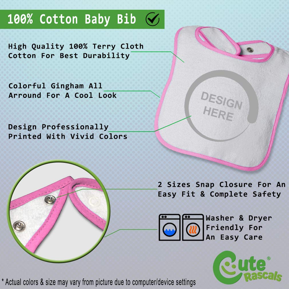Soft Cotton Toddler & Baby Bibs with Burp Cloths - Silhouette Logo Design for Boys & Girls in White & Pink | Perfect for Feeding Time & Messy Play