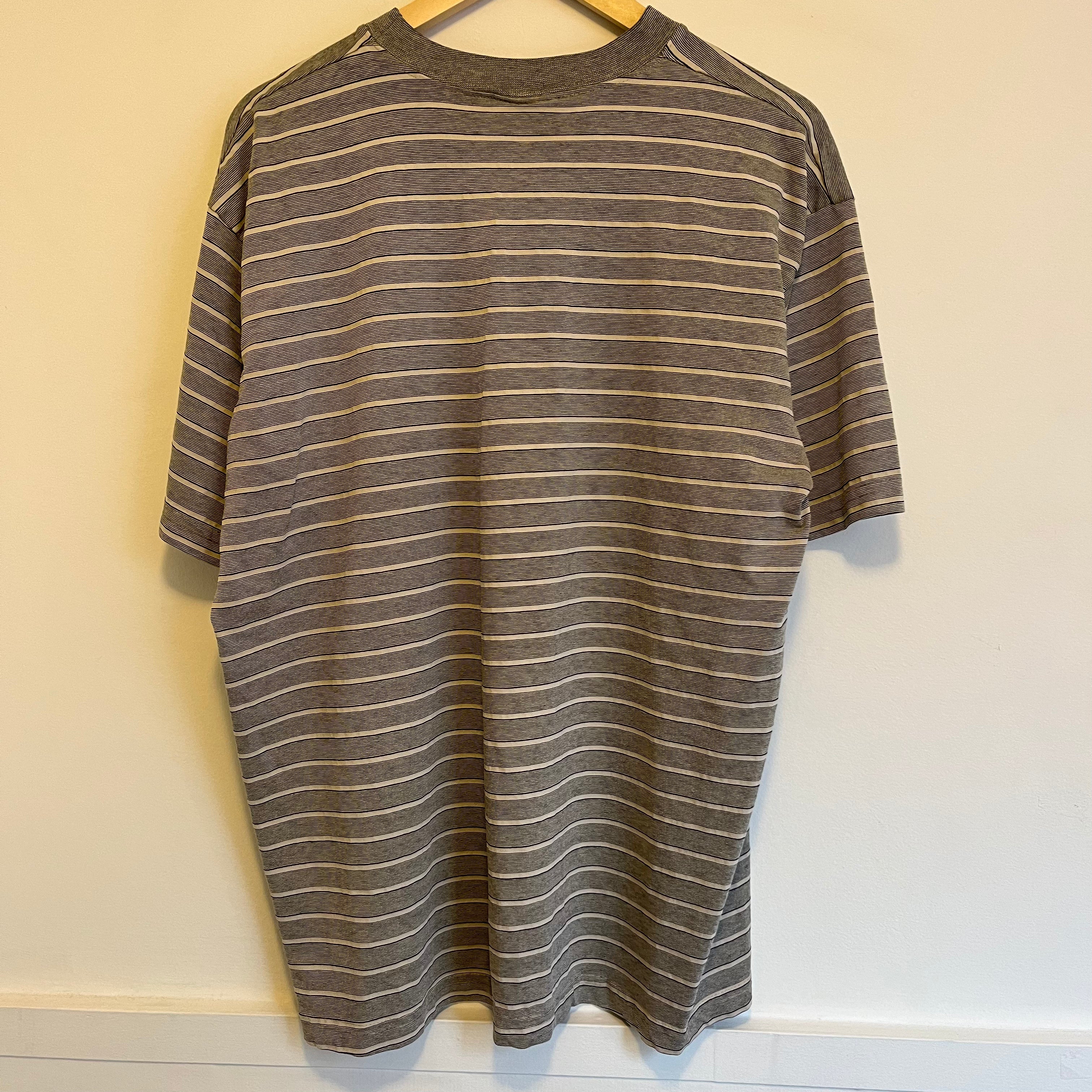 Beige Striped T-Shirt for Men - Comfortable Cotton XL Size | Casual Wear, Street Style, Everyday Outfit
