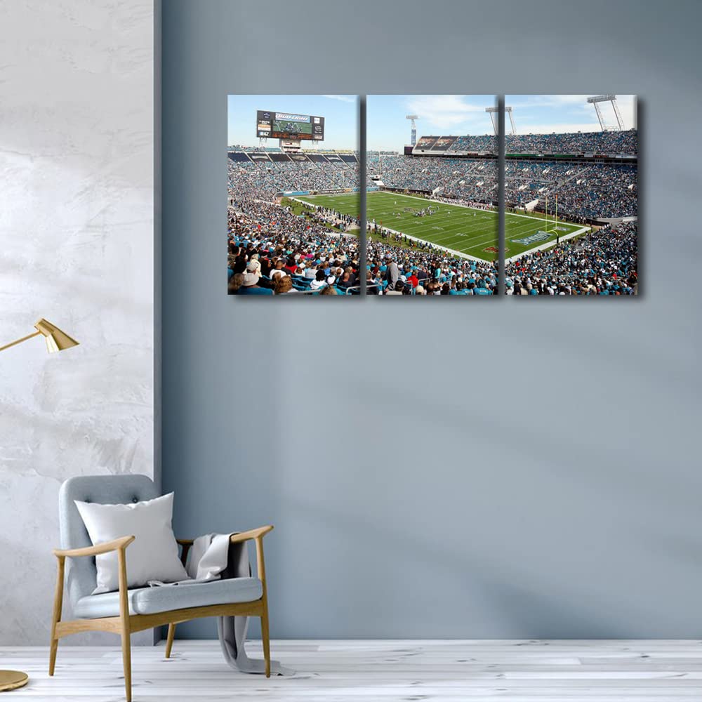 3-Piece TIAA Bank Field Football Stadium Canvas Wall Art - Jacksonville Jaguars Wooden Framed Posters (72