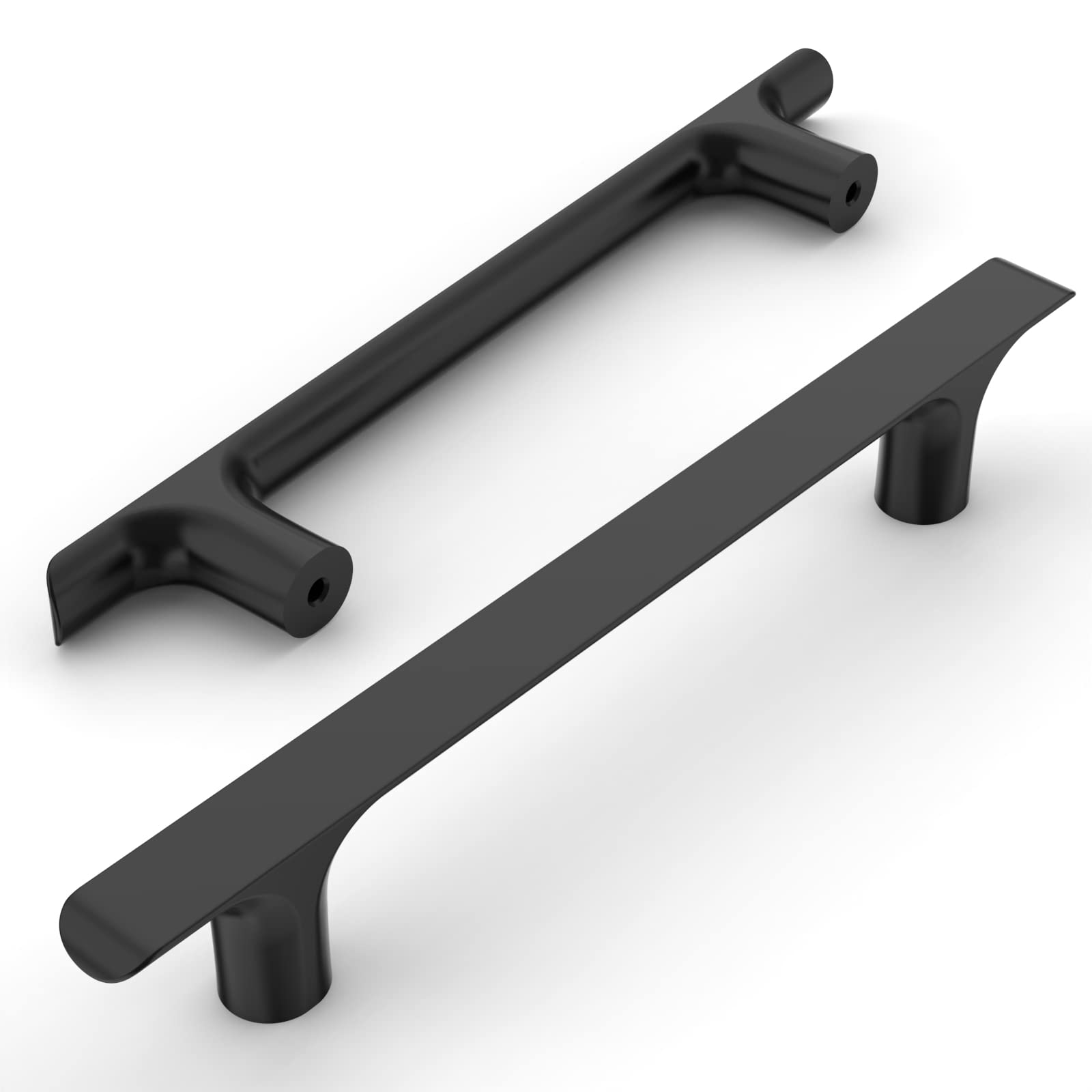 Amerdeco 10 Pack Matte Black Cabinet Pulls 5 Inch (128mm) Hole Centers - Modern Kitchen Cabinet Handles & Drawer Pulls for Cabinets, Cupboards, Dressers & Furniture (ZH0028) - Perfect for Home Renovation & DIY Projects