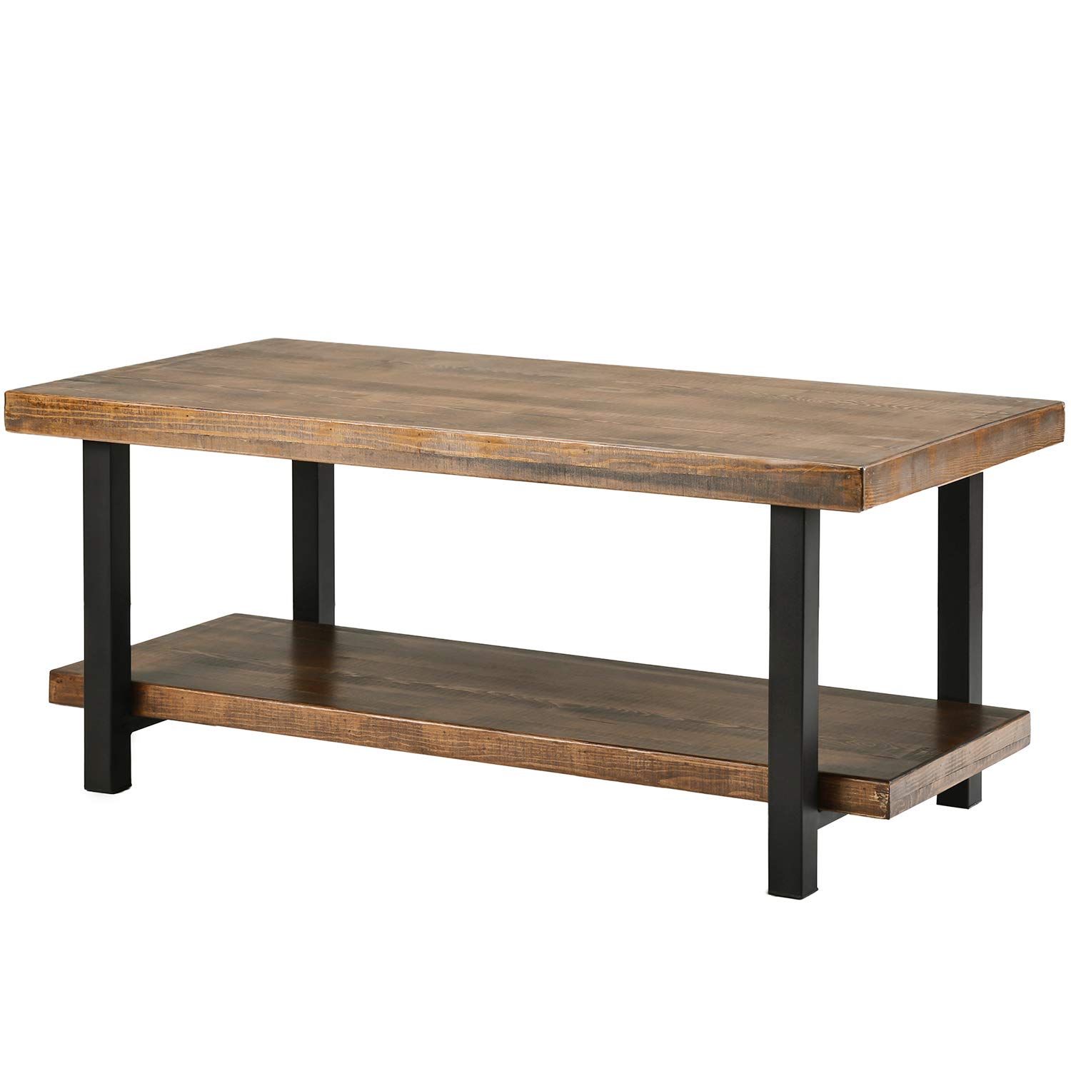 Stop Now Wooden Coffee Table - Rectangle Side Table with Storage Shelf for Living Room, Sofa & Couch - Easy Assembly, Brown - Perfect for Small Spaces & Home Decor
