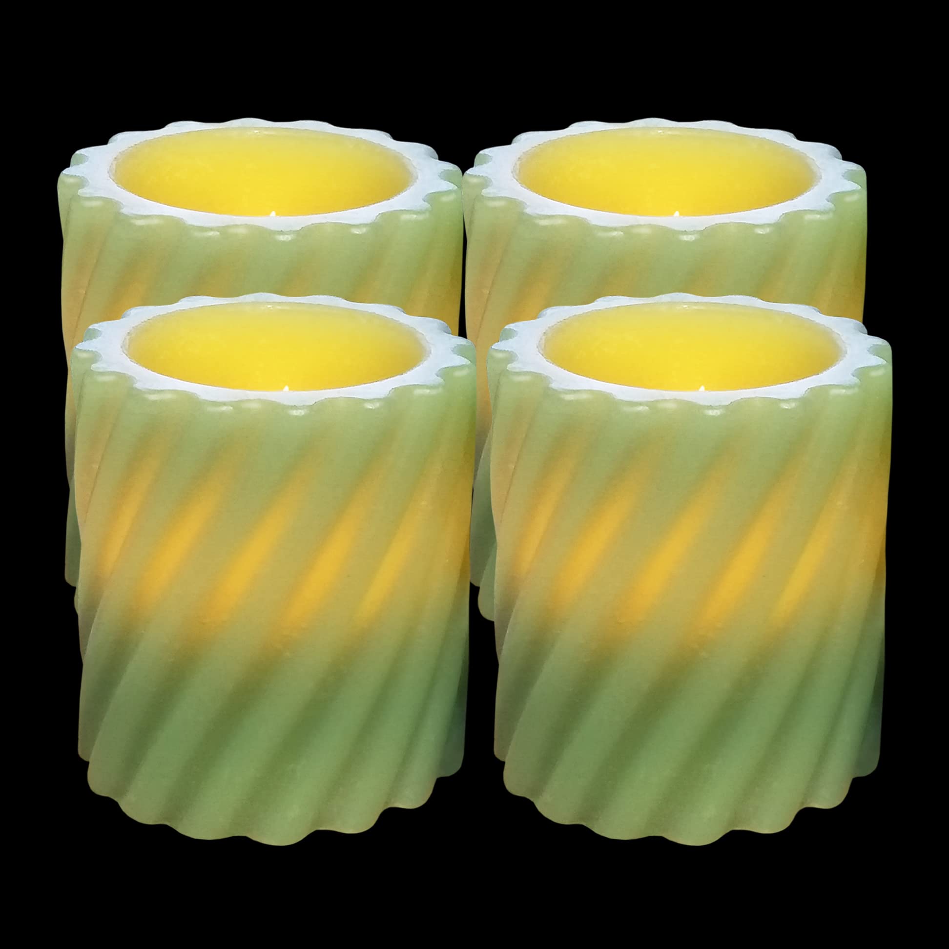 Furora LED Flameless Candles - 4 Pack Battery Operated Green Votive Candles with 6/18 Hour Timer, Flickering LED Lights for Christmas, Holidays, Party Decorations - Perfect for Table Centerpieces, Wedding Decor, and Home Ambiance Lighting