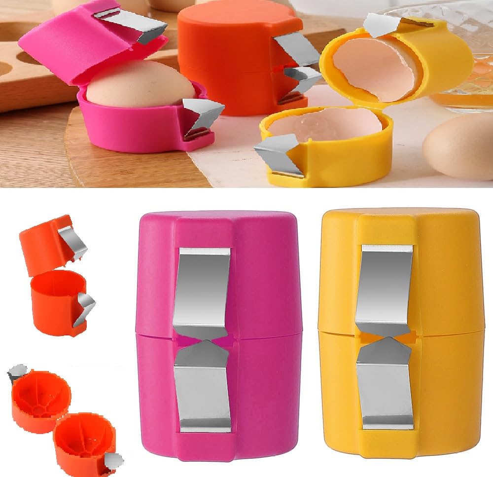 Premium Egg Shell Opener & Cracker Tool - Easy Raw & Hard Boiled Egg Opener - Safe Kitchen Gadget for Perfect Eggs (2-Piece Set A+C) - Ideal for Breakfast, Baking & Meal Prep